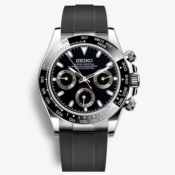 Seiko Mod Daytona Cosmograph Rubber Strap | Black