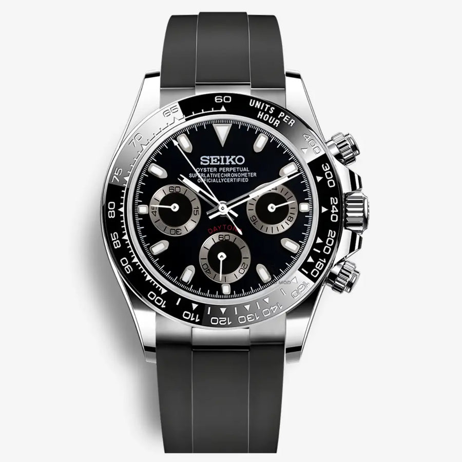 Seiko Mod Daytona Cosmograph Rubber Strap | Black