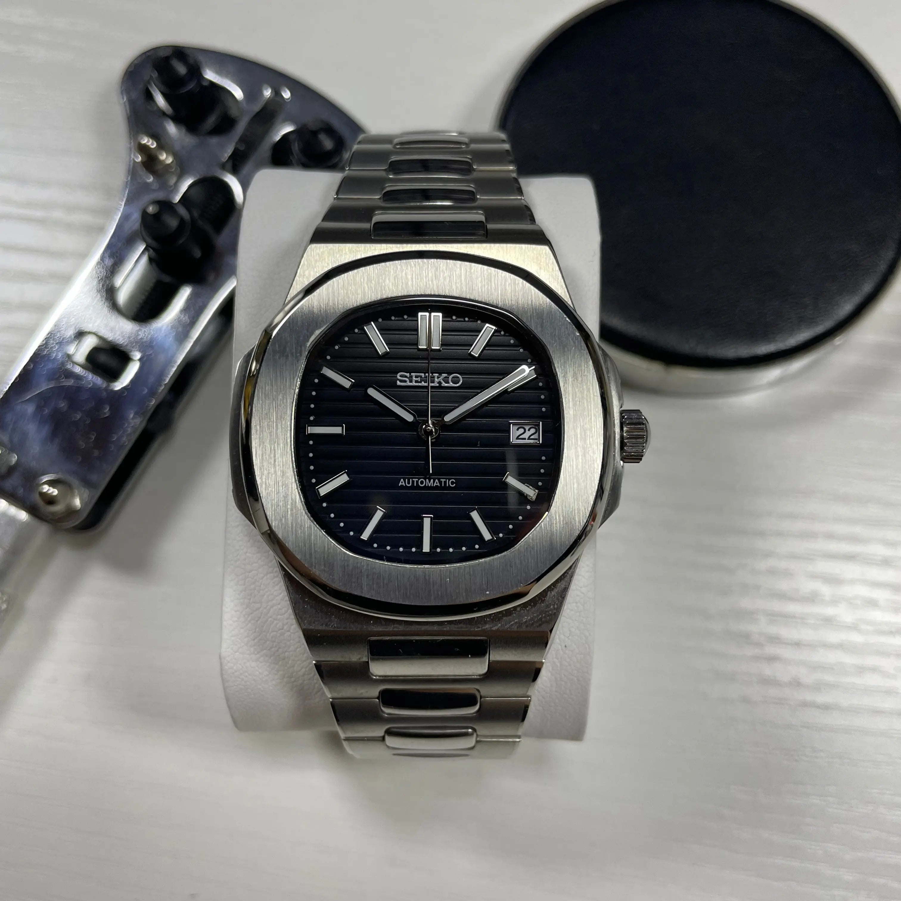 Seiko Mod Nautilus | Black - Chrono Mod