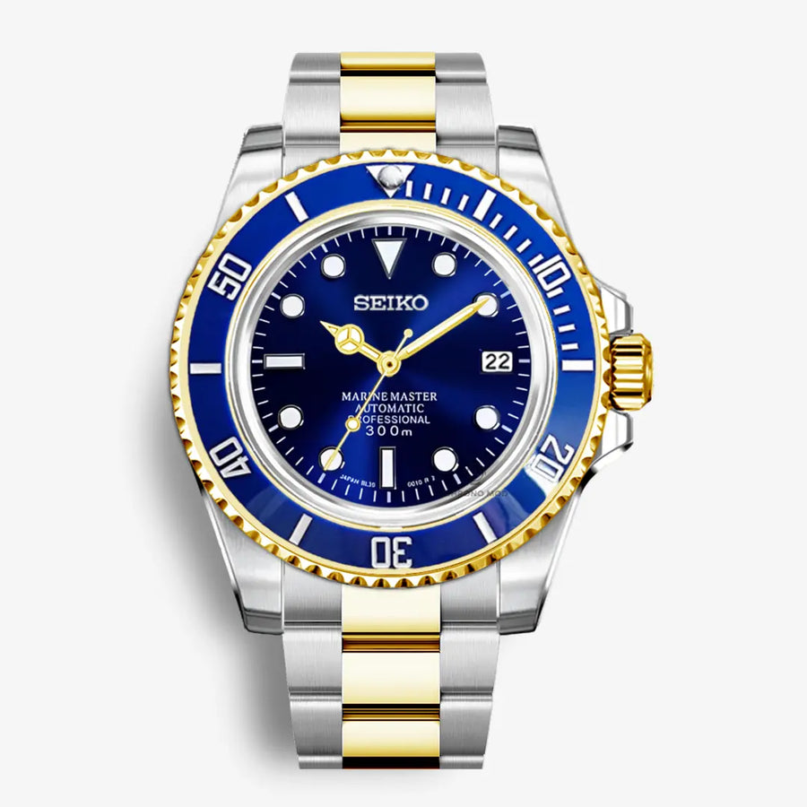 Seiko Mod Submariner Rolesor Gold | Blue