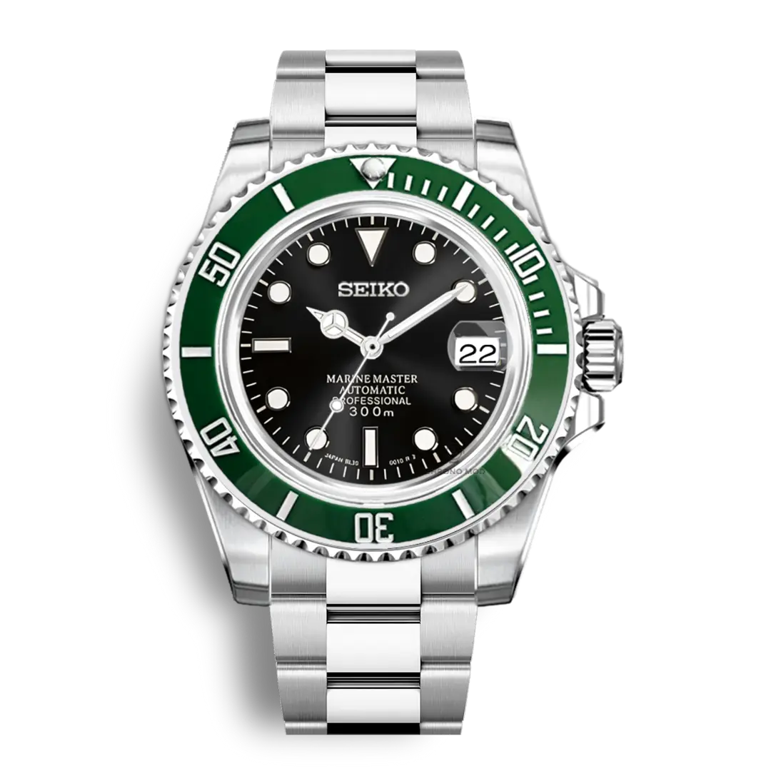 Seiko Mod Submariner Oyster | Green & Black - Chrono Mod