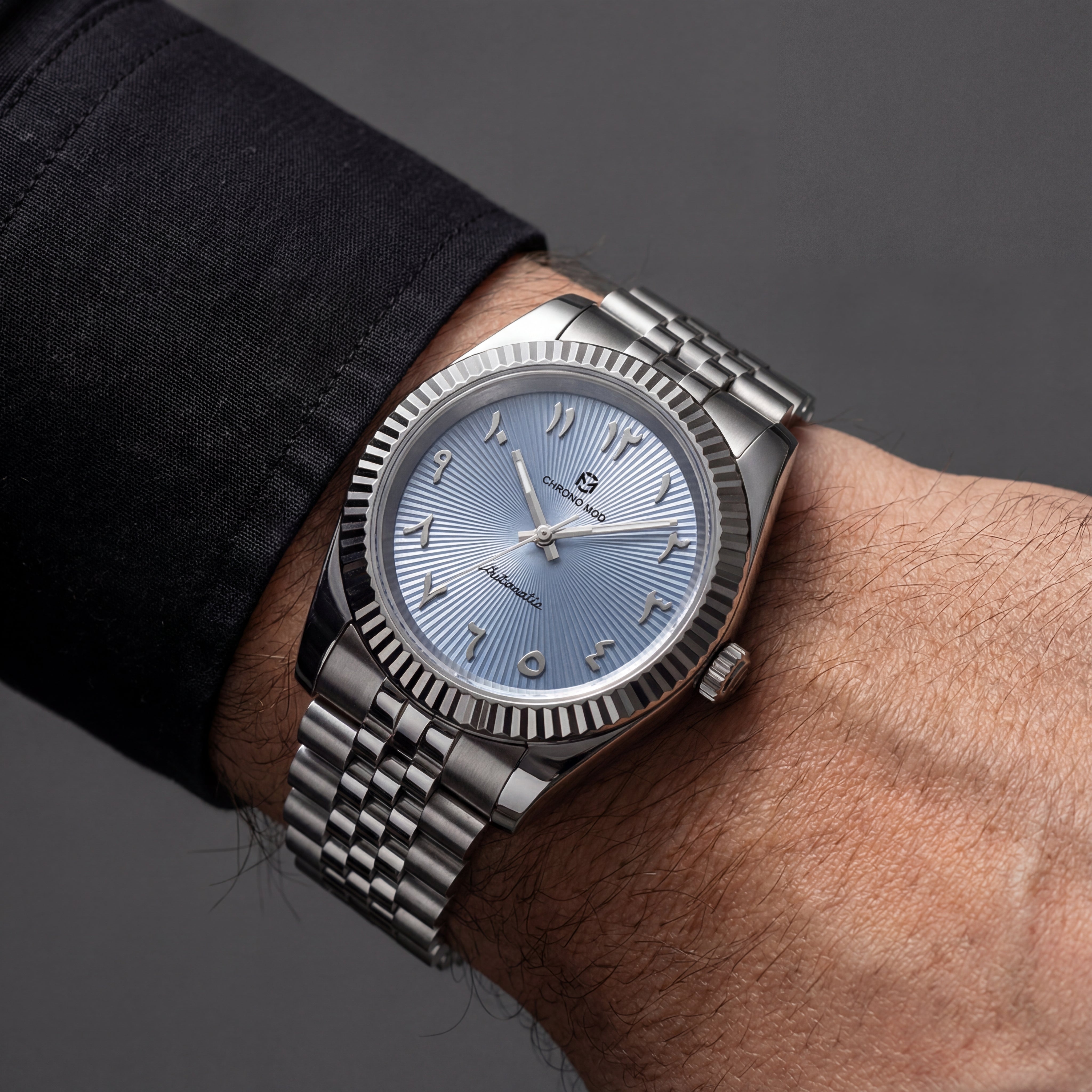Classic Date – Sky Blue Arabic Dial