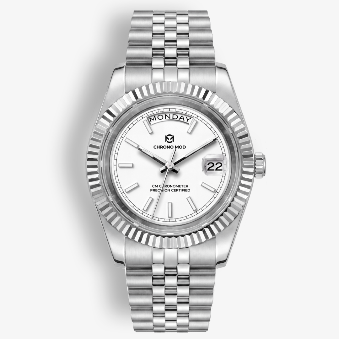 Classic Date – Day-Date Sunburst blanco