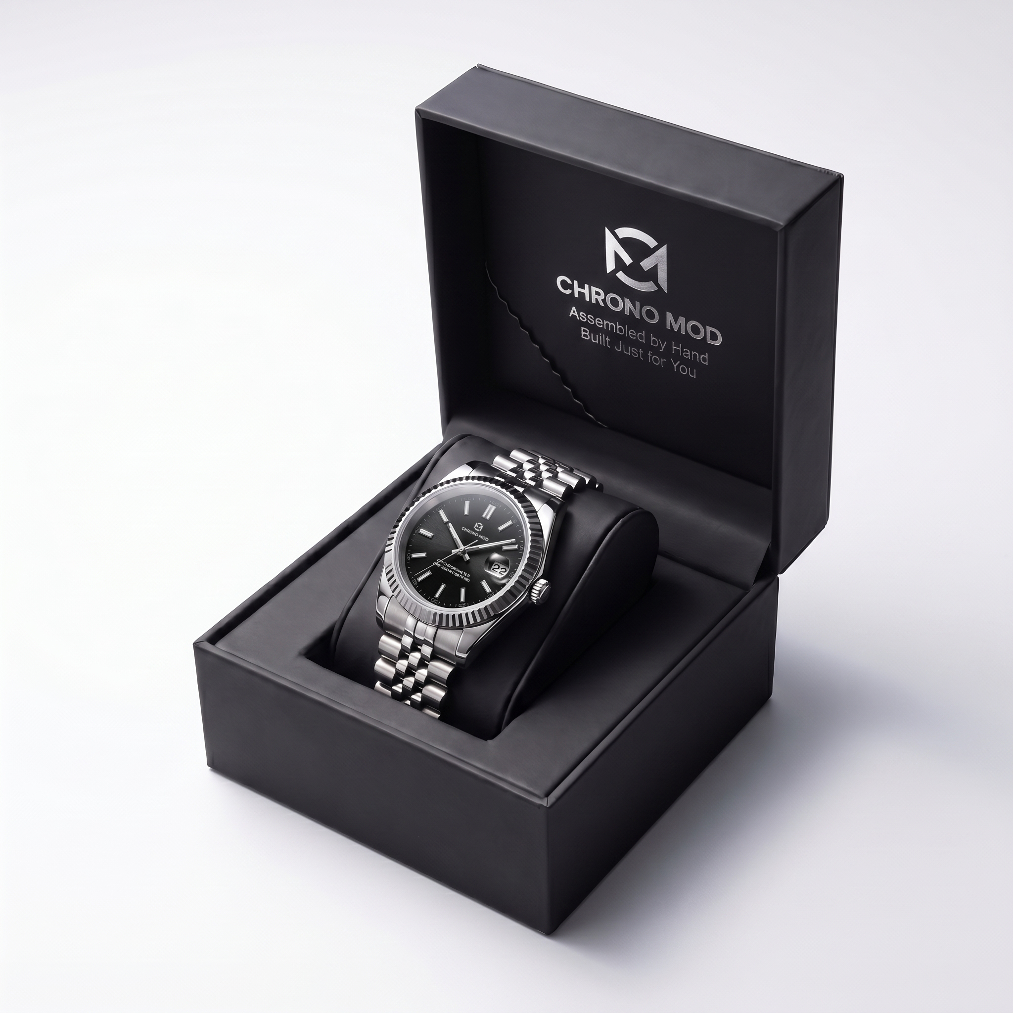 Classic Date Black Sunburst - watch in box