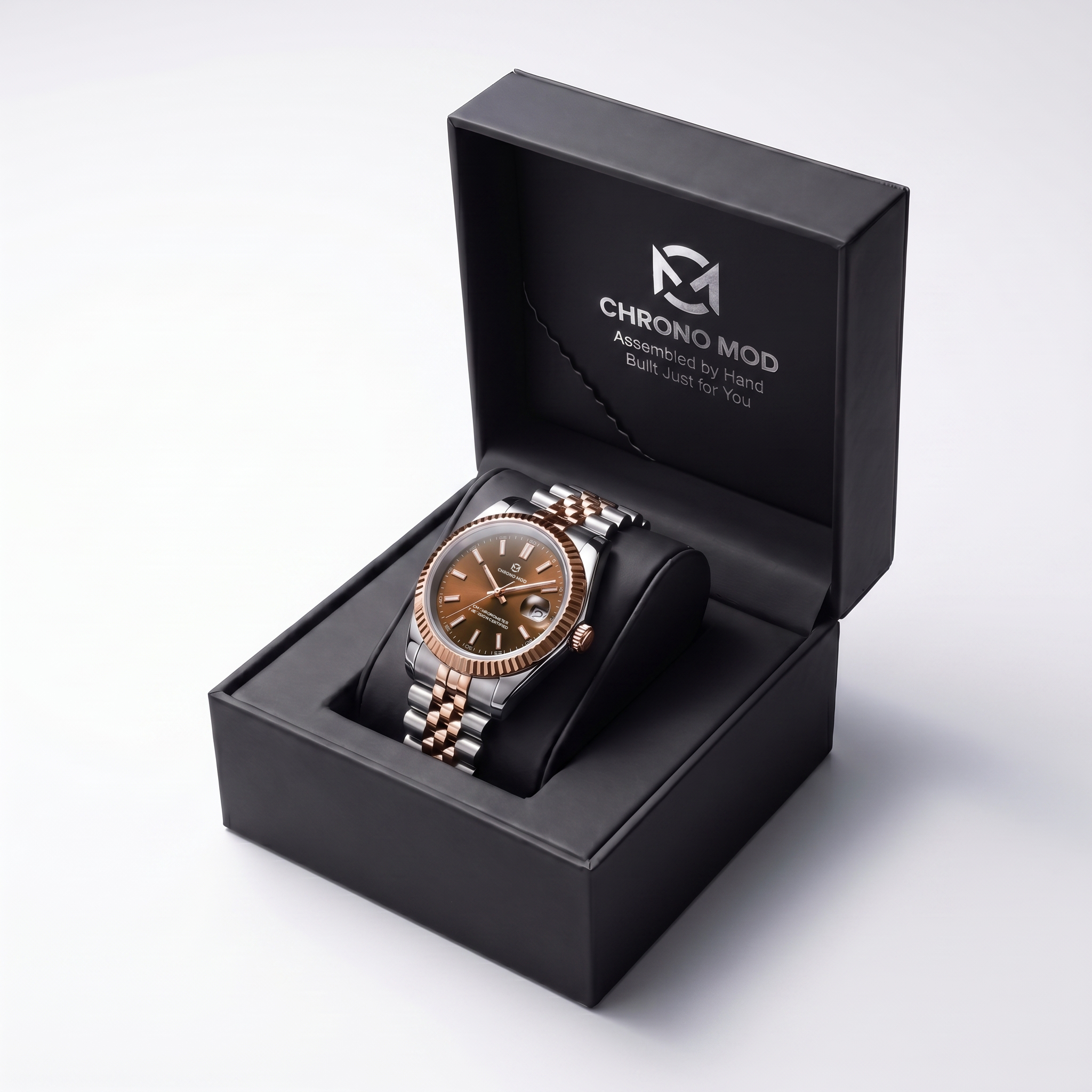 Classic Date Chocolate Sunburst - watch in box
