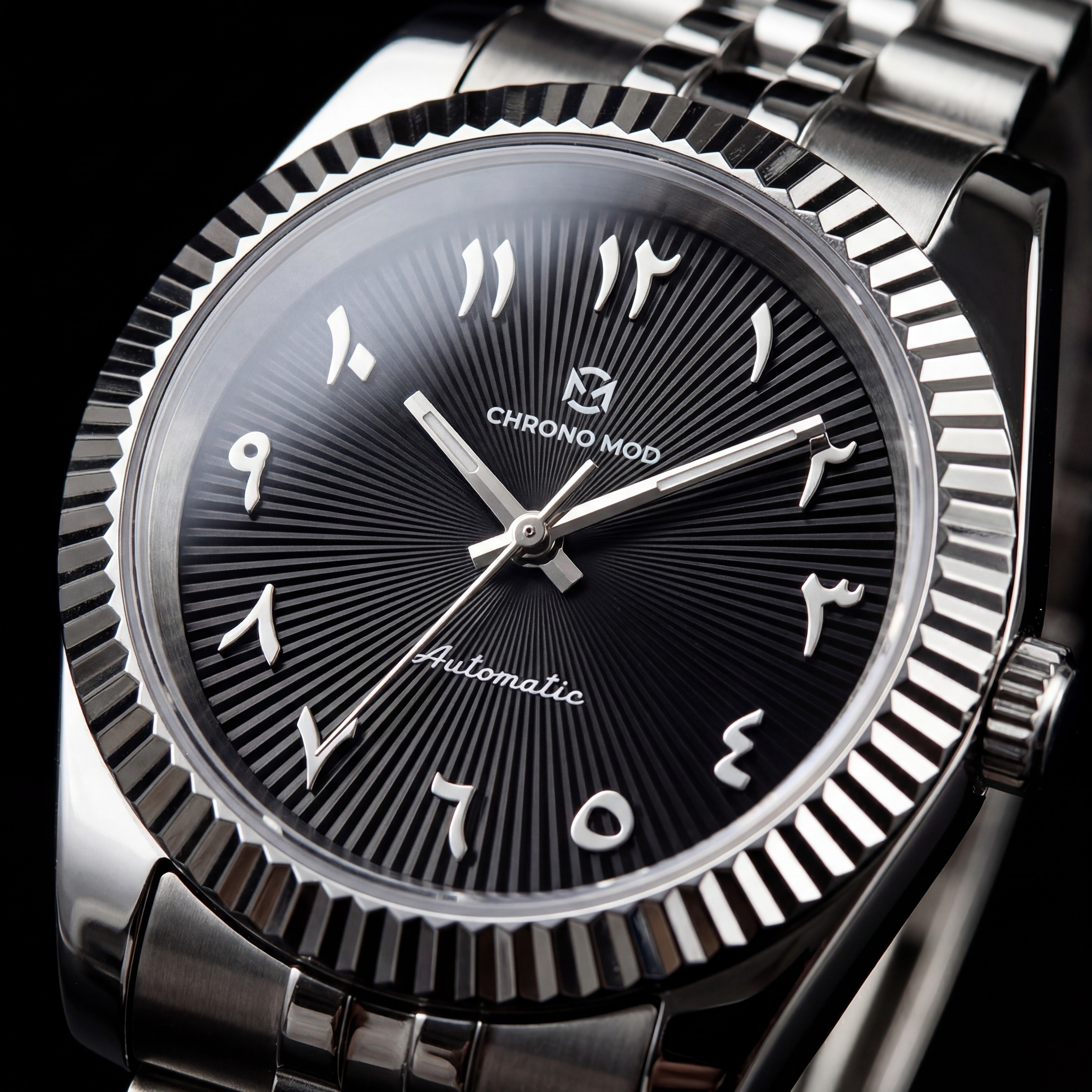 Classic Date – Black Arabic Dial Chrono Mod