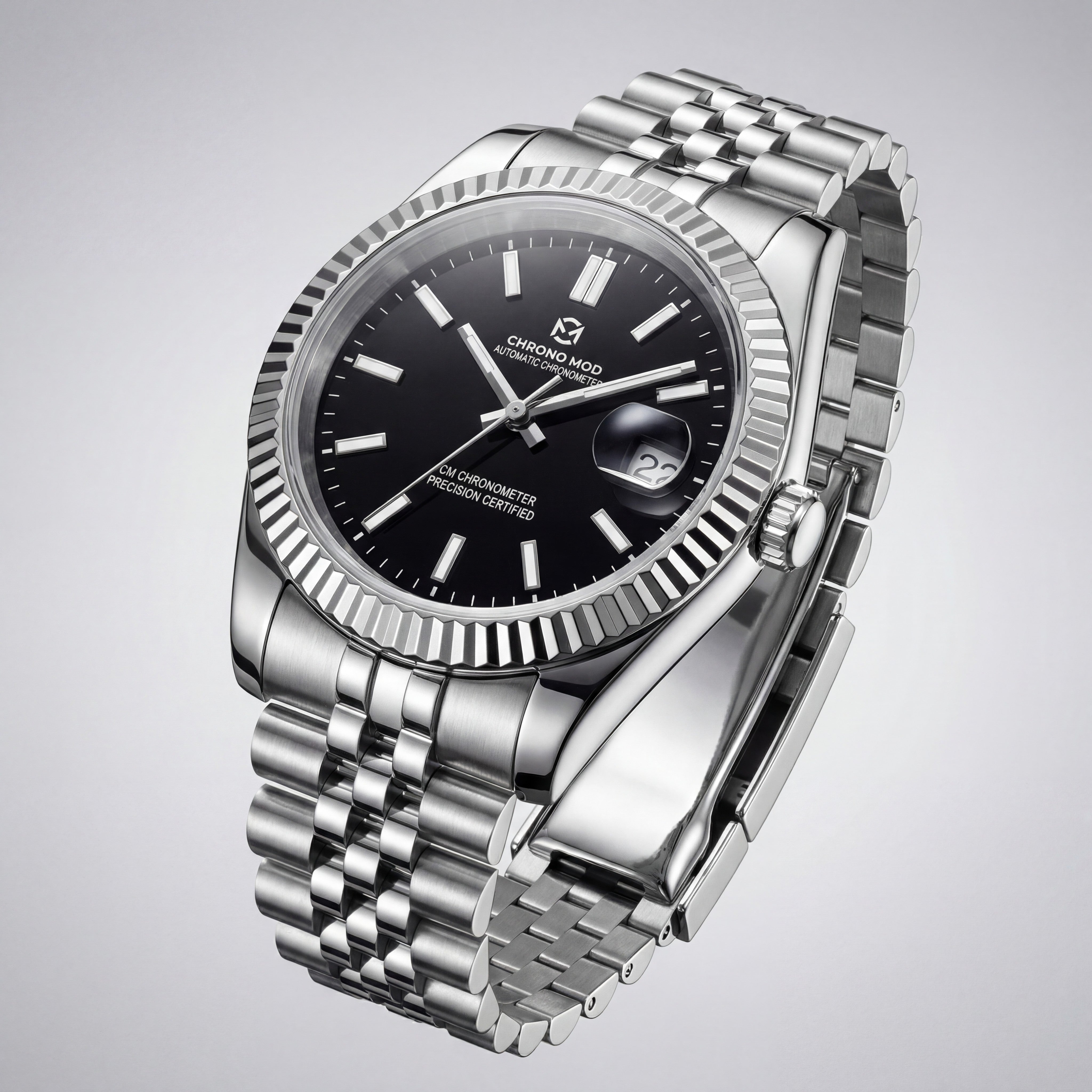 Classic Date – Black Sunburst Dial Chrono Mod