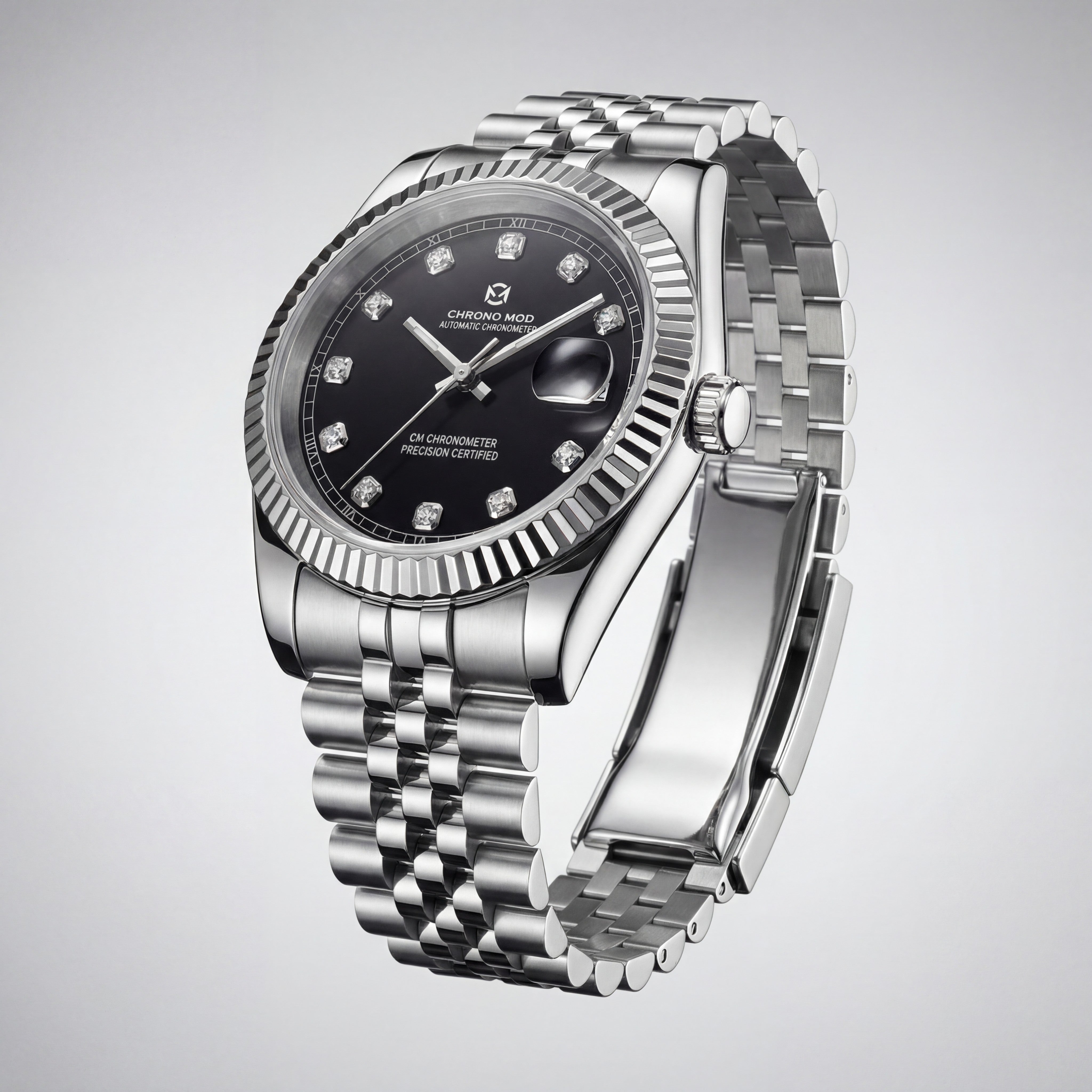 Classic Date – Black Oyster Gem Dial Chrono Mod