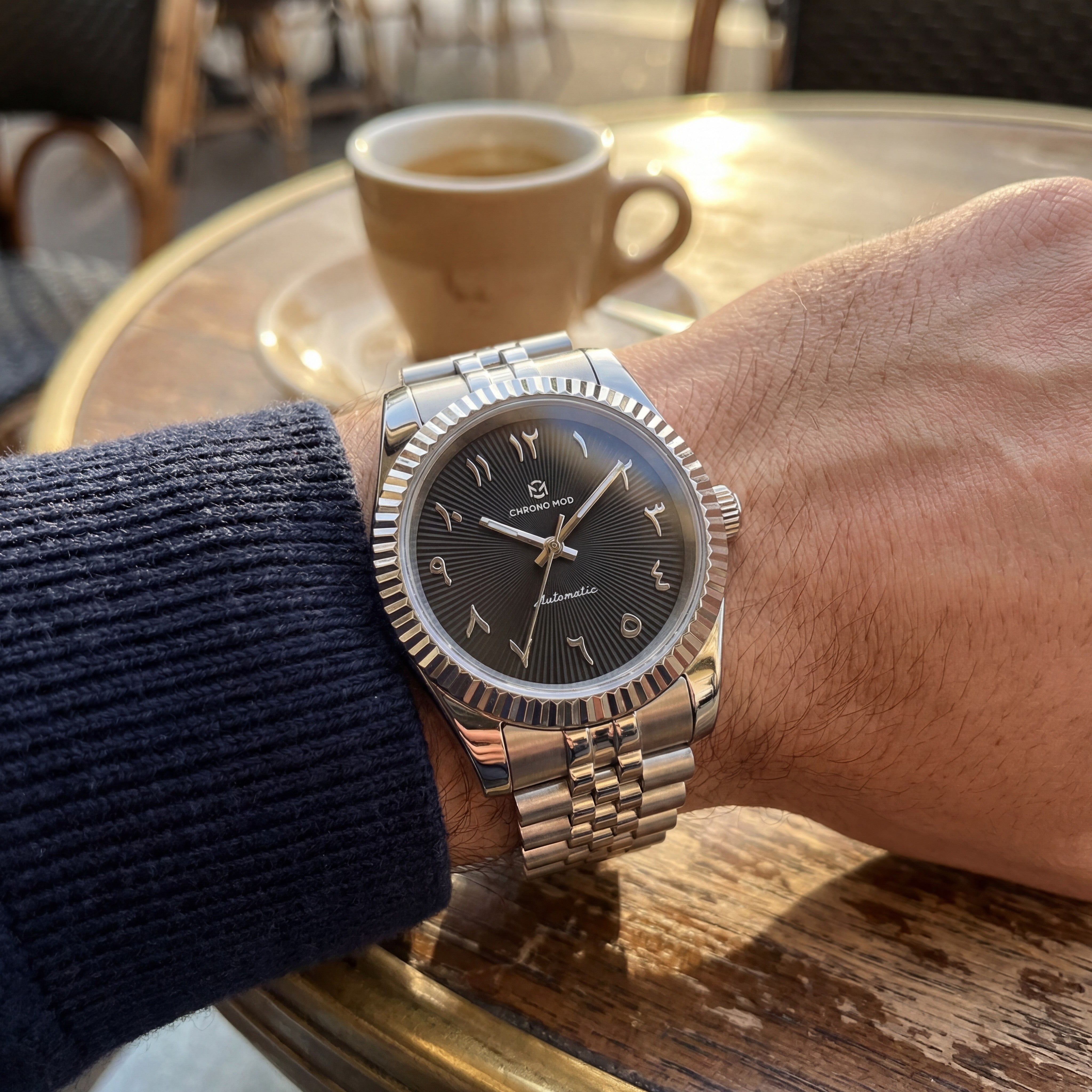 Classic Date – Black Arabic Dial Chrono Mod