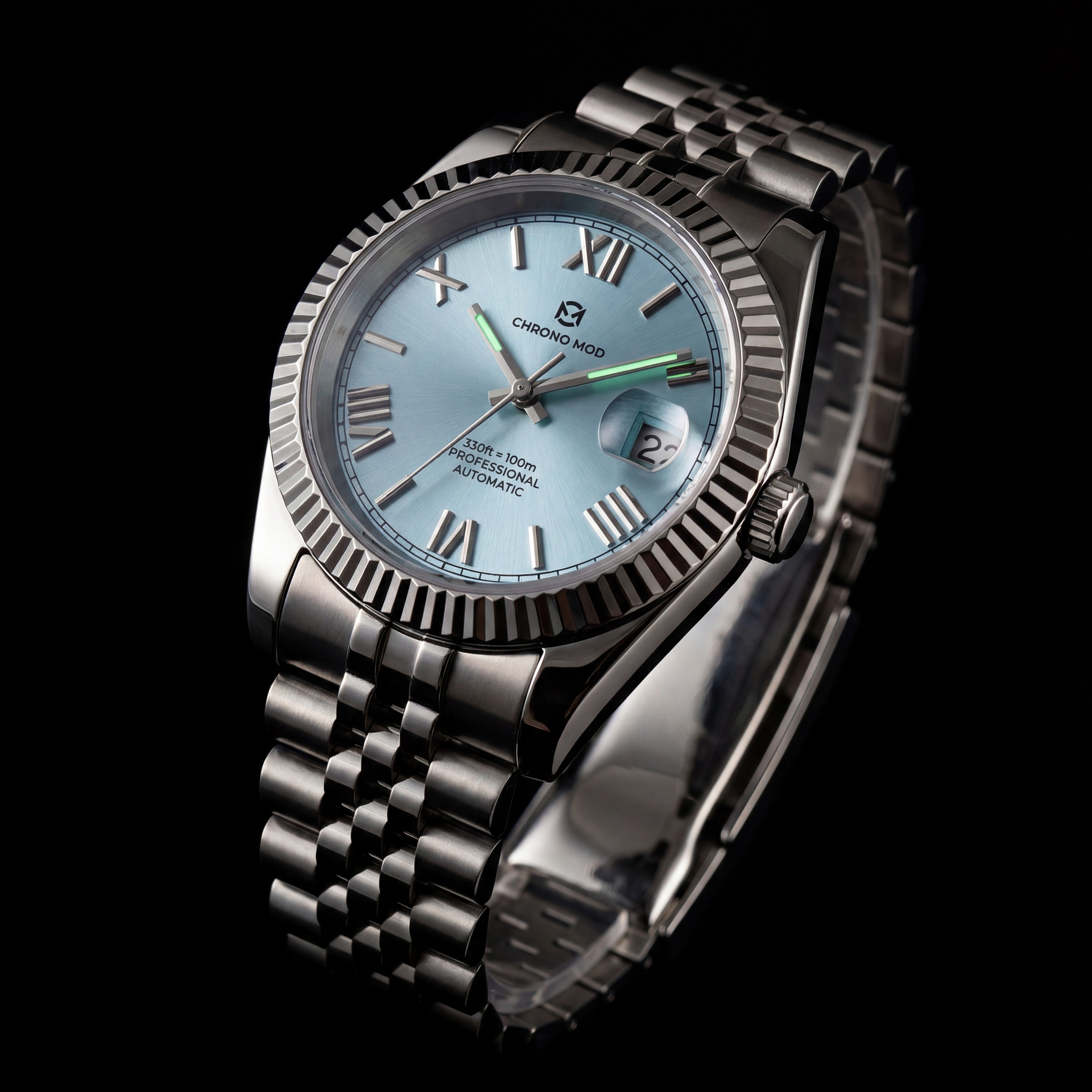 Classic Date – Light Blue Roman Dial Chrono Mod