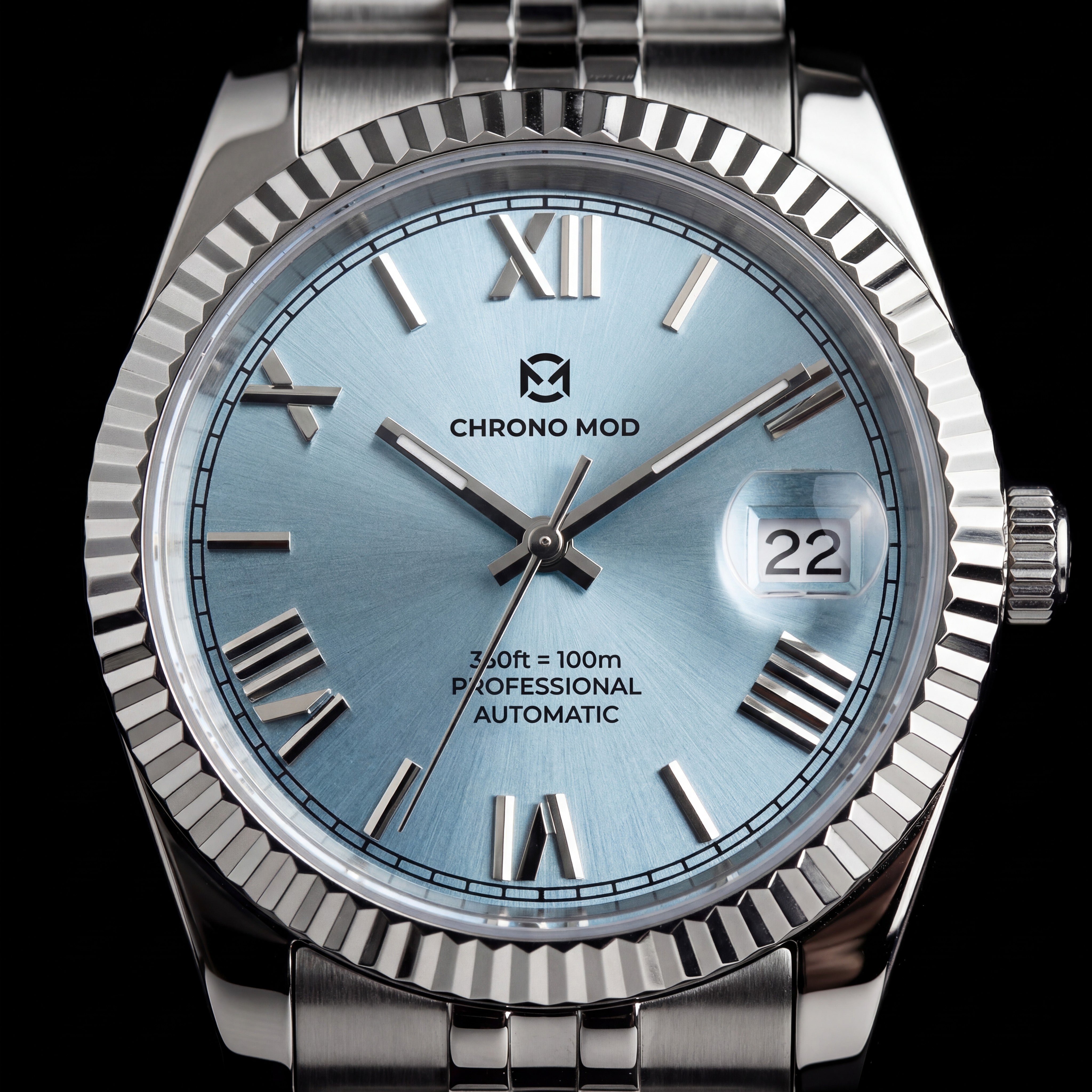 Classic Date – Light Blue Roman Dial Chrono Mod