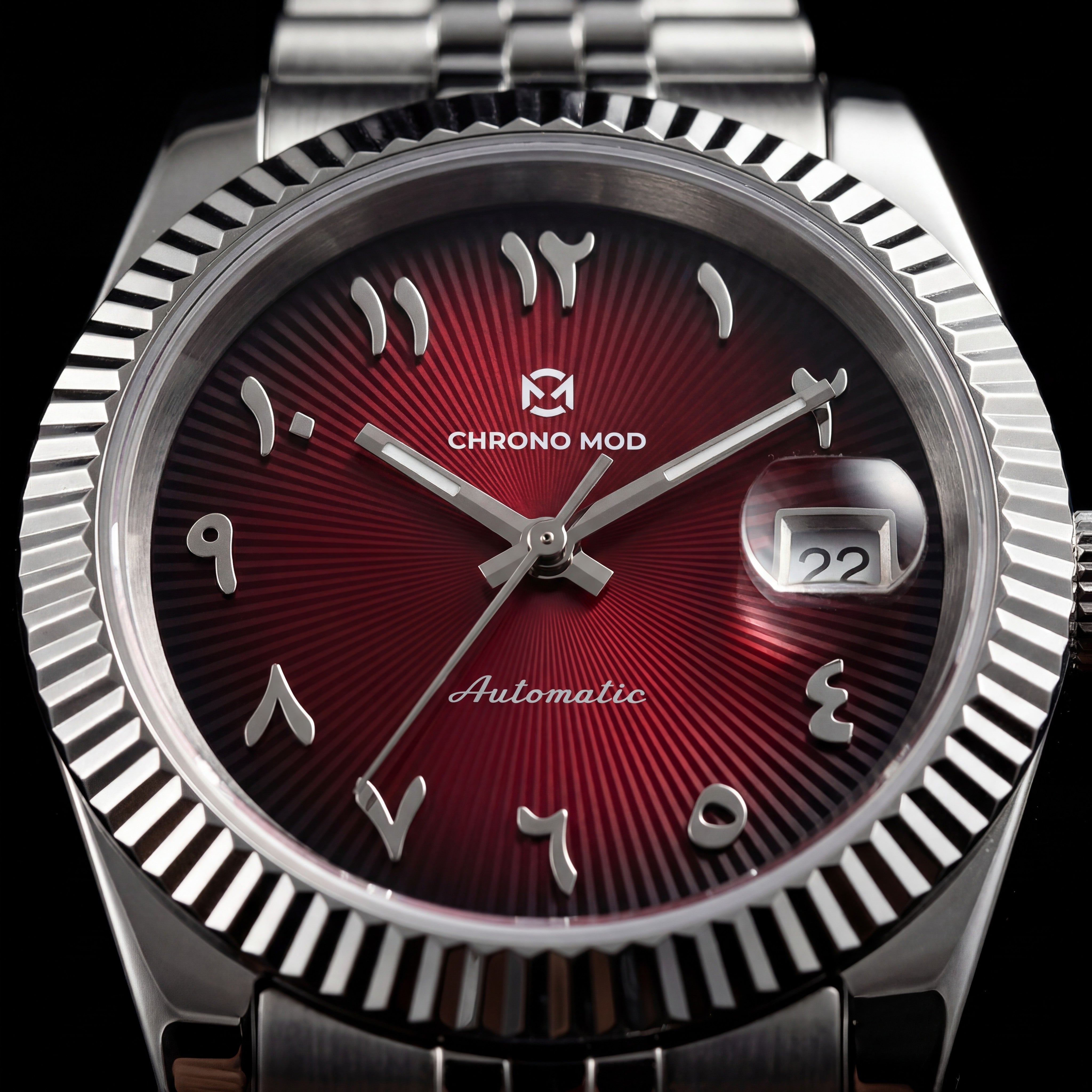 Classic Date – Red Arabic Dial Chrono Mod