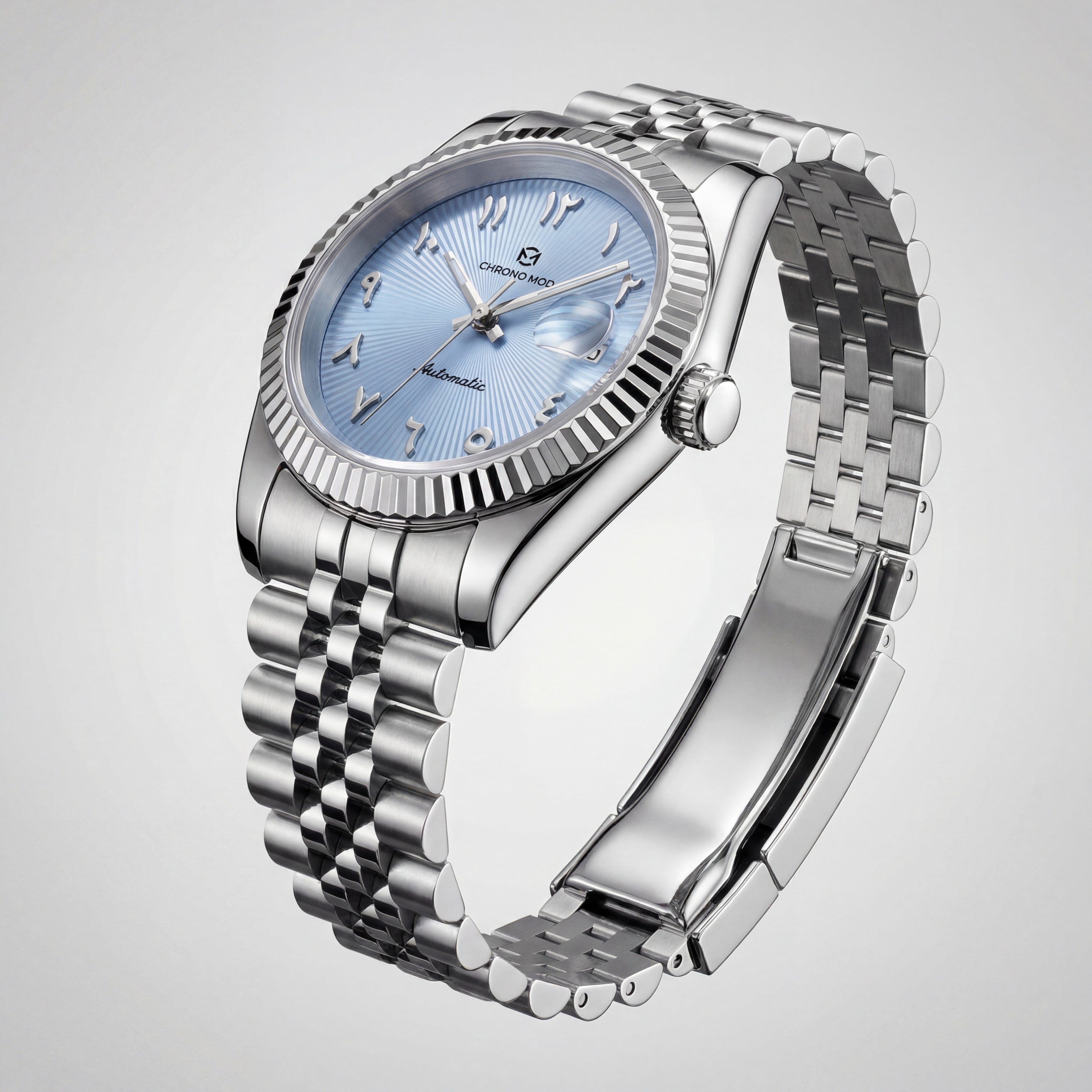 Classic Date – Sky Blue Arabic Dial Chrono Mod