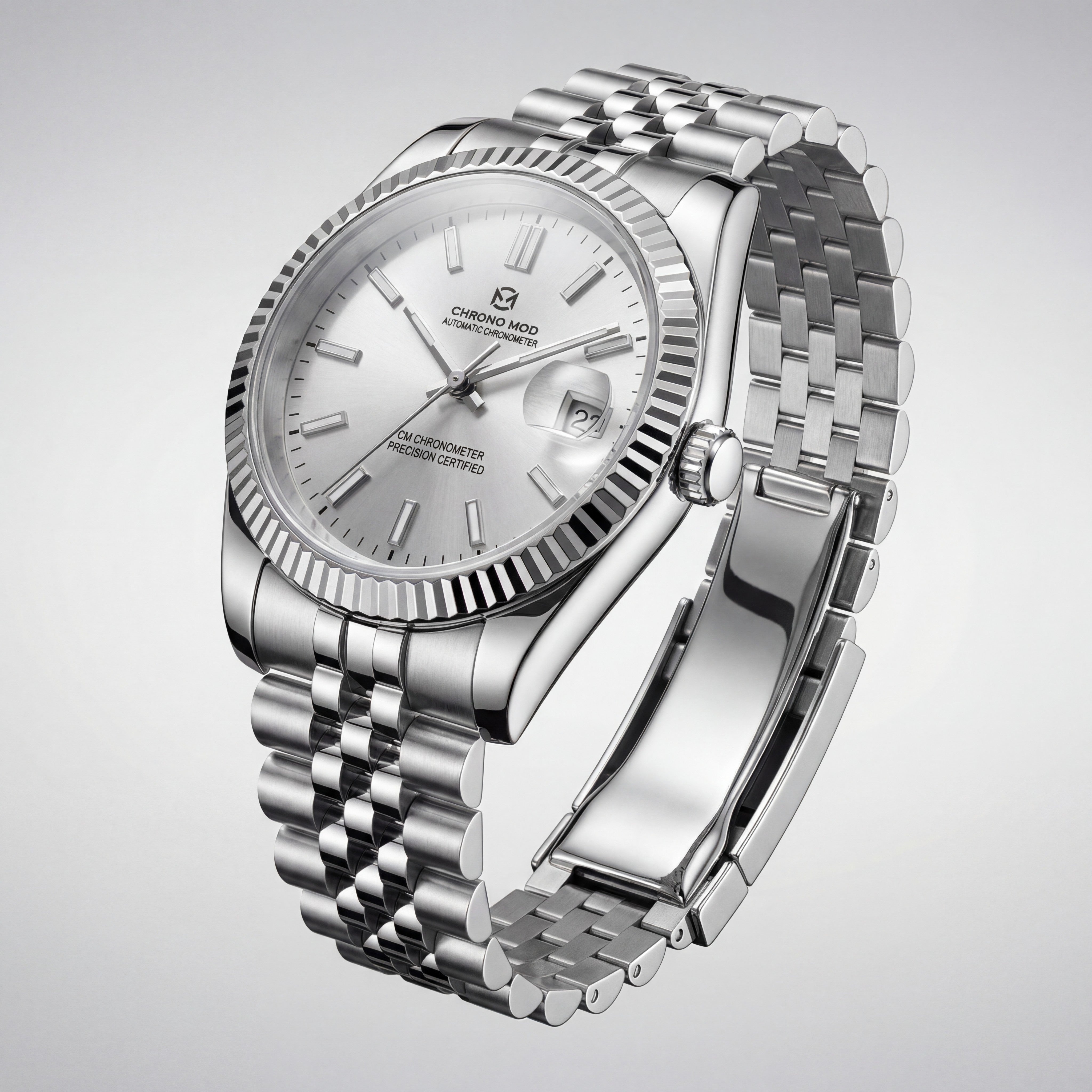 Classic Date – White Sunburst Dial Chrono Mod