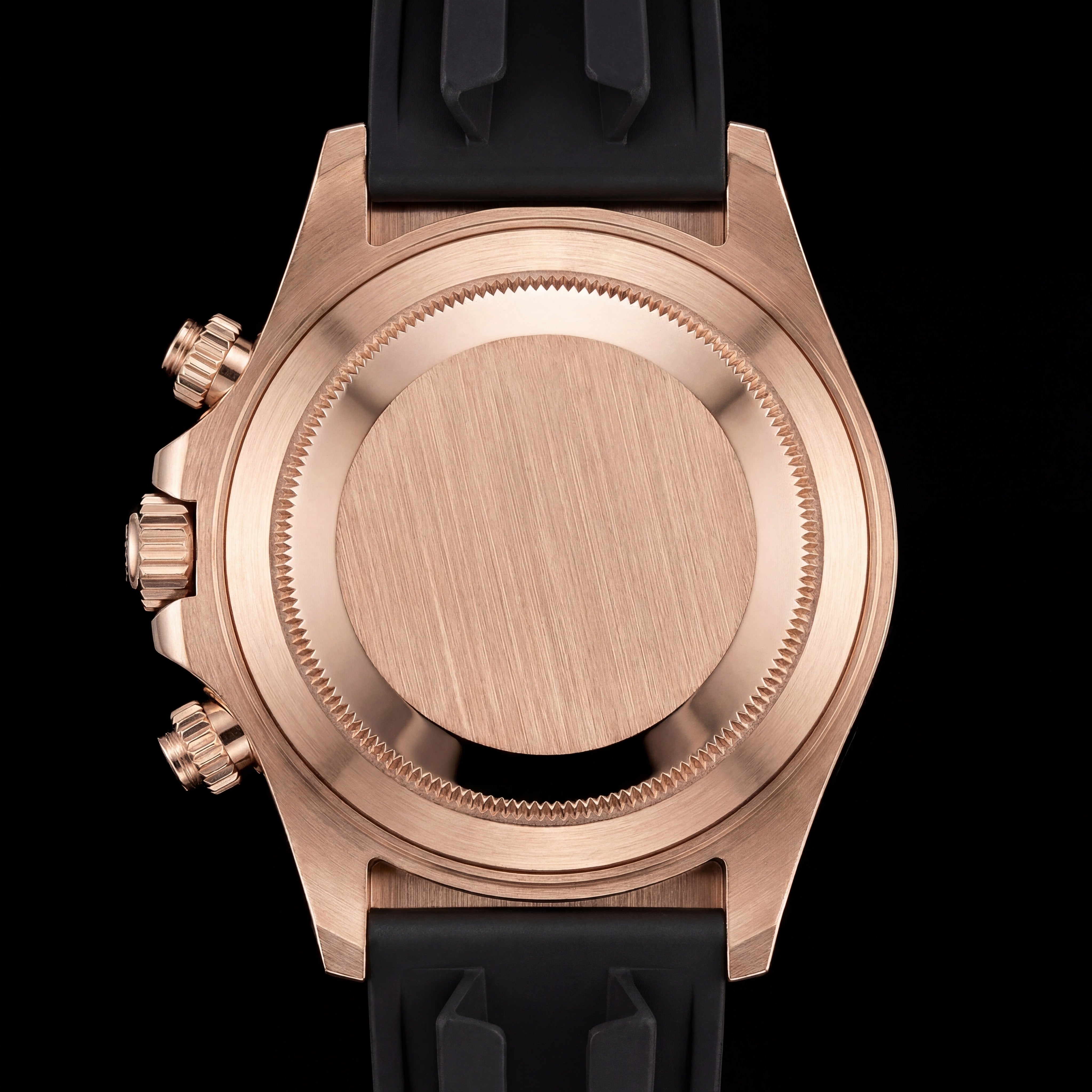 Modena – Black Chronograph · Rose Gold Rubber Chrono Mod