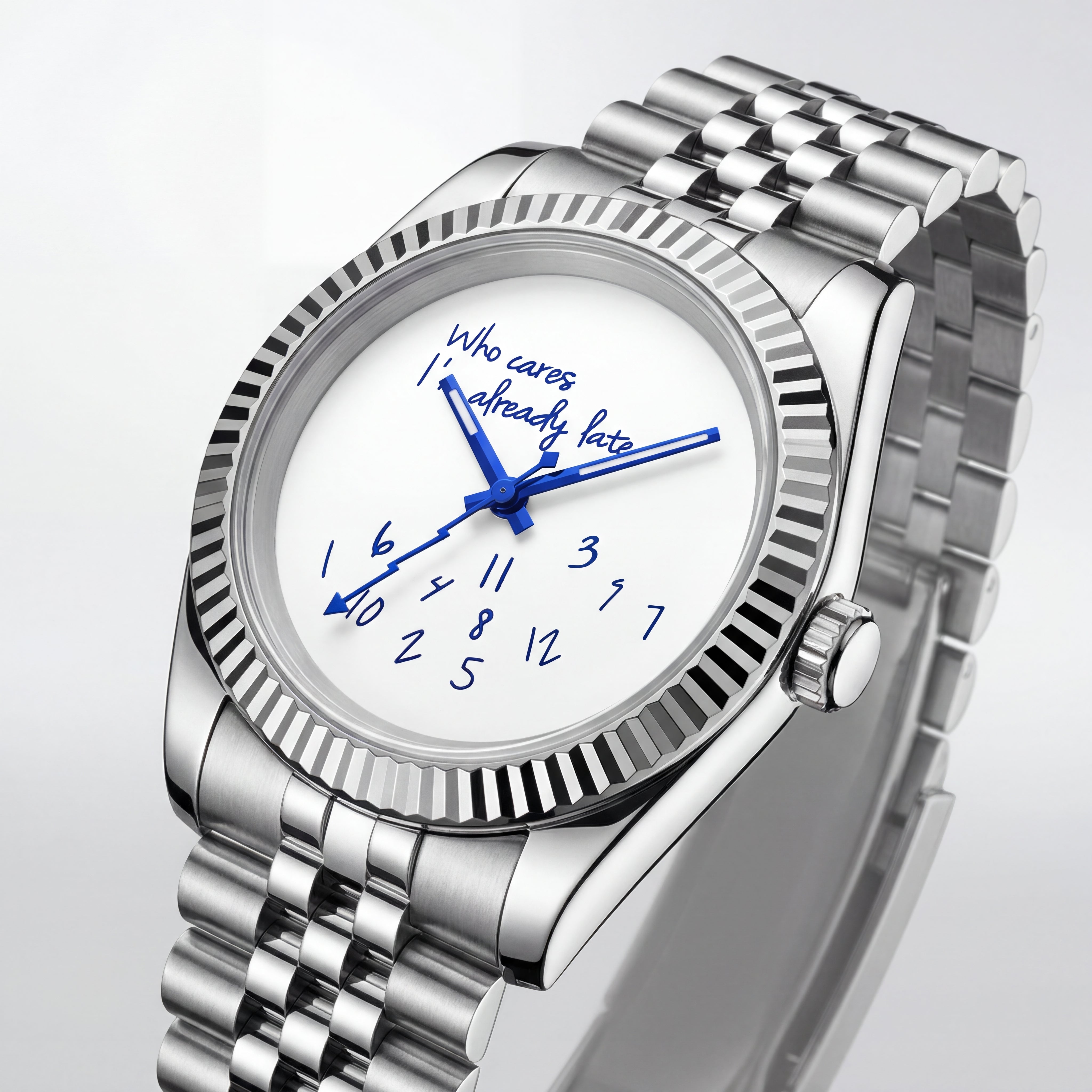 Classic Date – “Who Cares I’m Already Late” Dial Chrono Mod