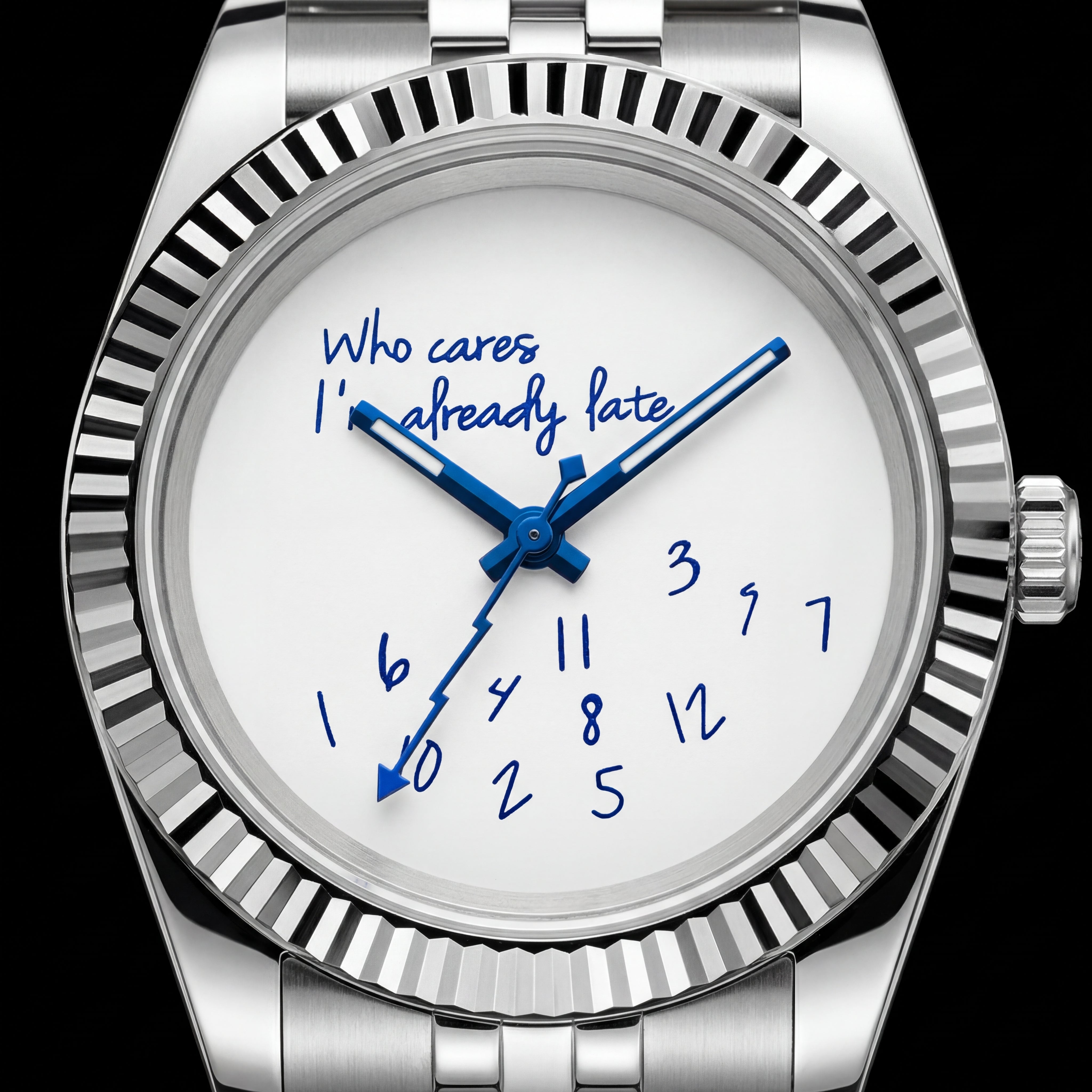 Classic Date – “Who Cares I’m Already Late” Dial Chrono Mod