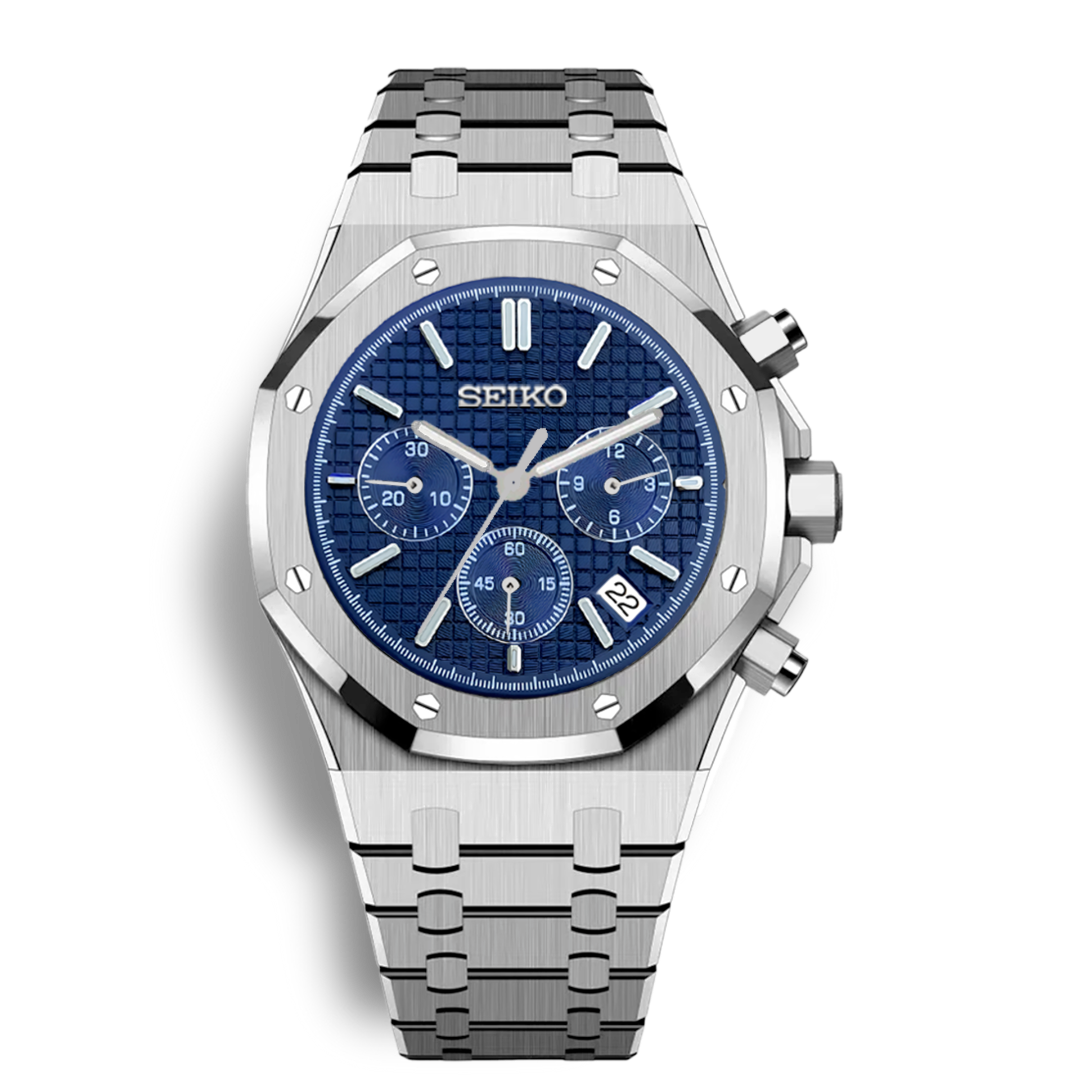Montre chronographe Seiko Mod Royal Oak | Bleue