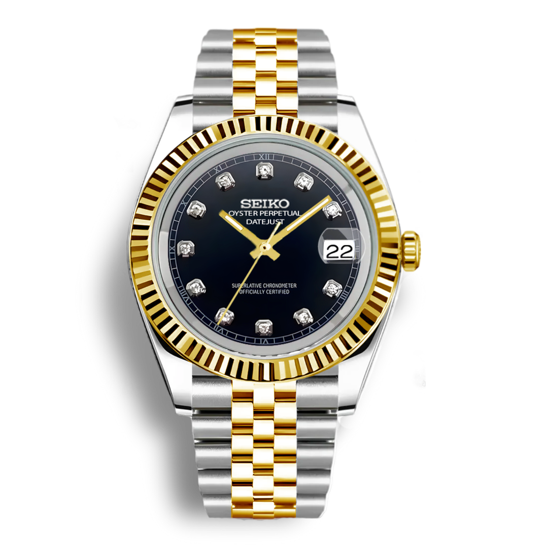 Seiko Mod Datejust Gem Rolesor Or | Noir