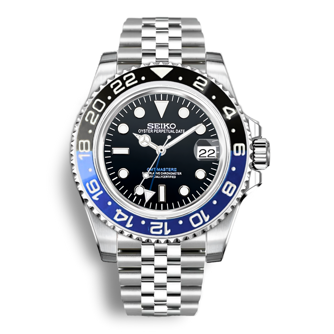 Seiko Mod GMT | Noir et bleu
