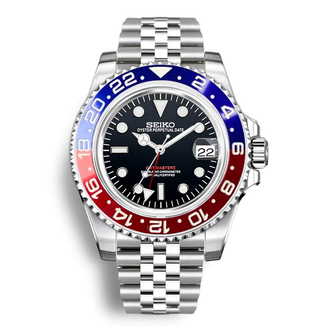 Seiko Mod GMT | Bleu et rouge