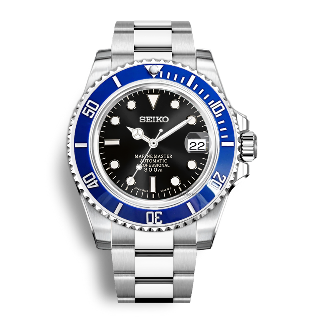 Seiko Mod Submariner Oyster | Black & Blue