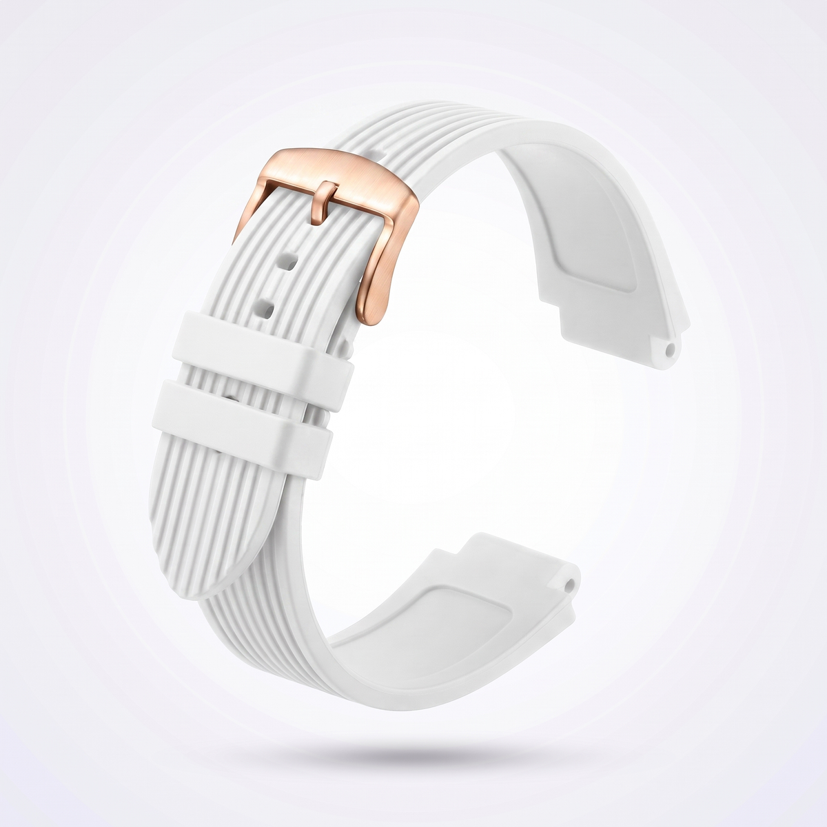 Horizon silicone watch strap, White, rose gold pin buckle