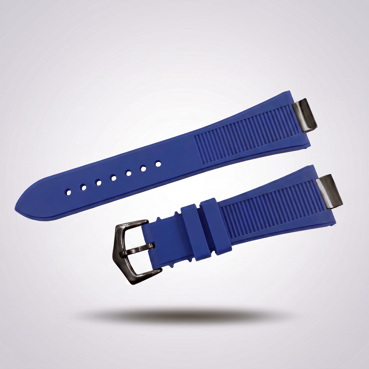 Horizon silicone watch strap, Blue, black PVD pin buckle