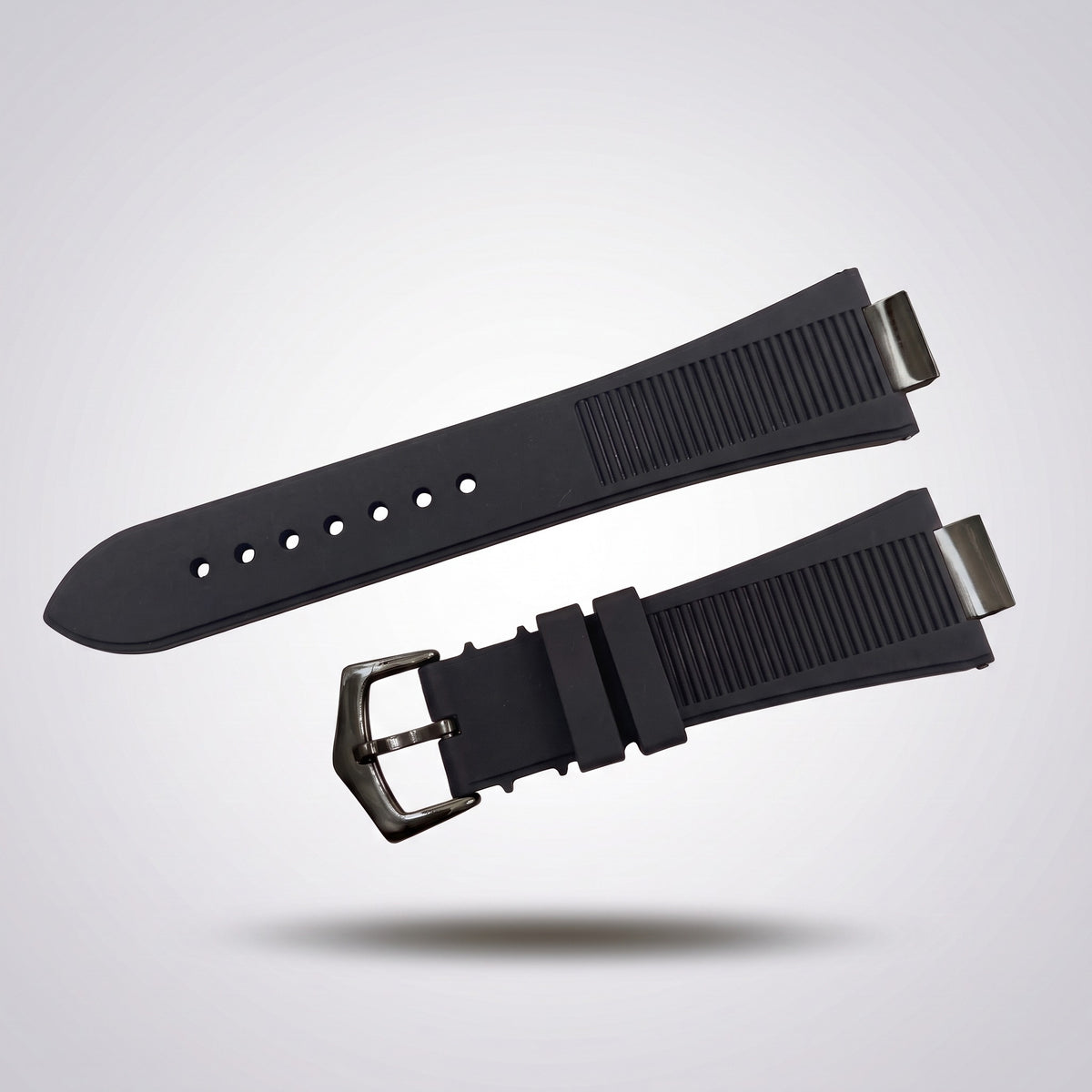Horizon silicone watch strap, Classic Black, black PVD pin buckle