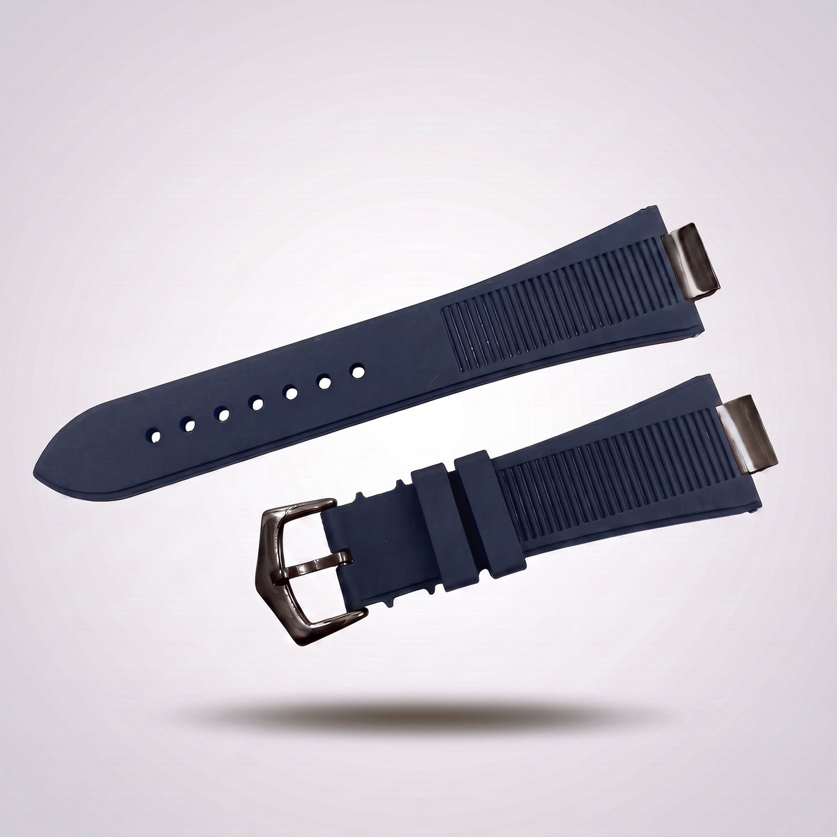 Horizon silicone watch strap, Dark blue, black PVD pin buckle