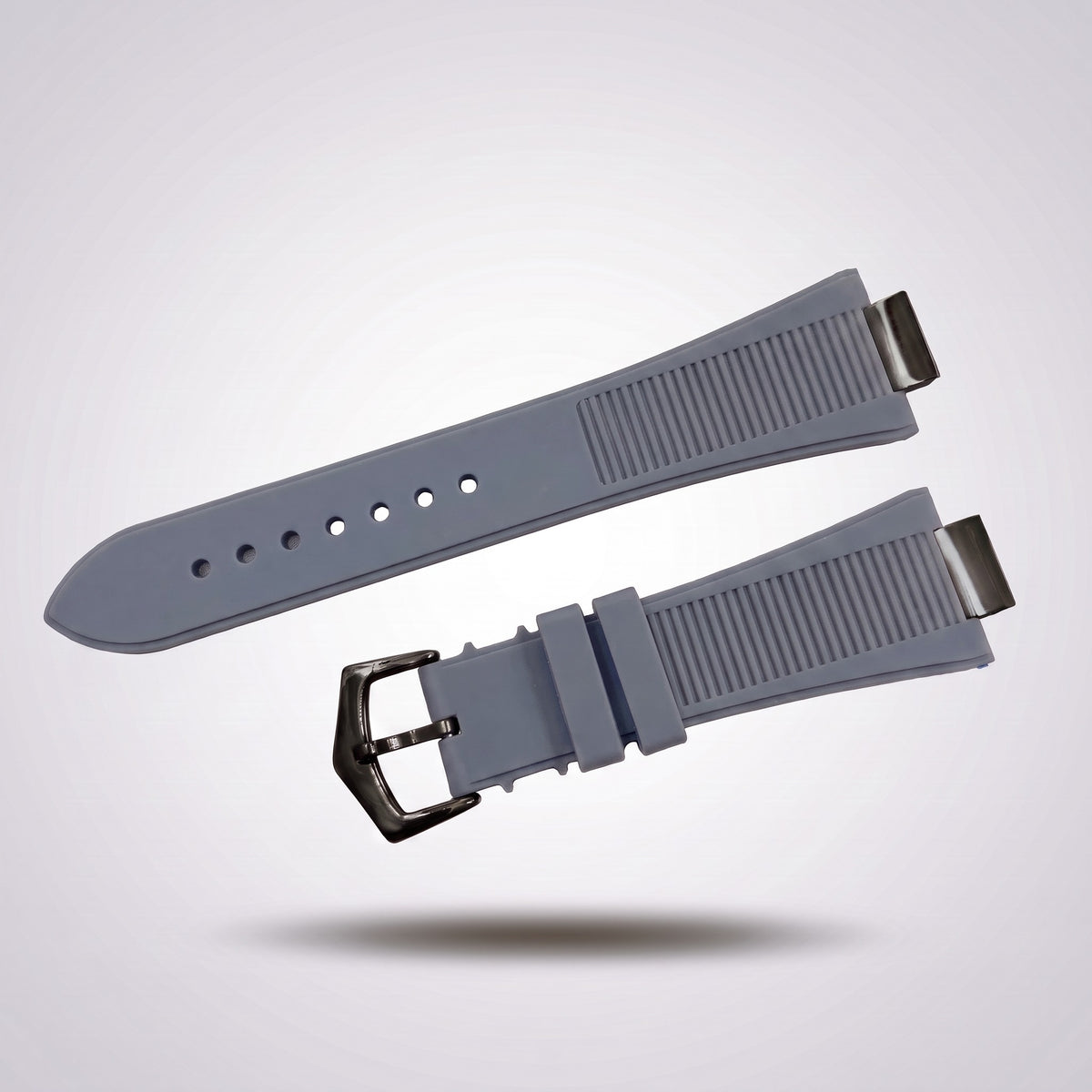 Horizon silicone watch strap, Grey, black PVD pin buckle