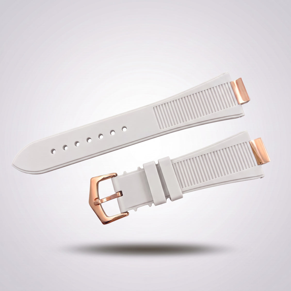 Horizon silicone watch strap, White, rose gold pin buckle