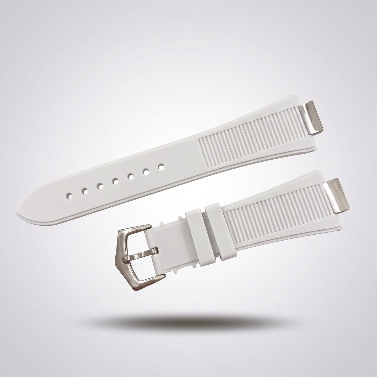 Horizon silicone watch strap, White, brushed steel pin buckle