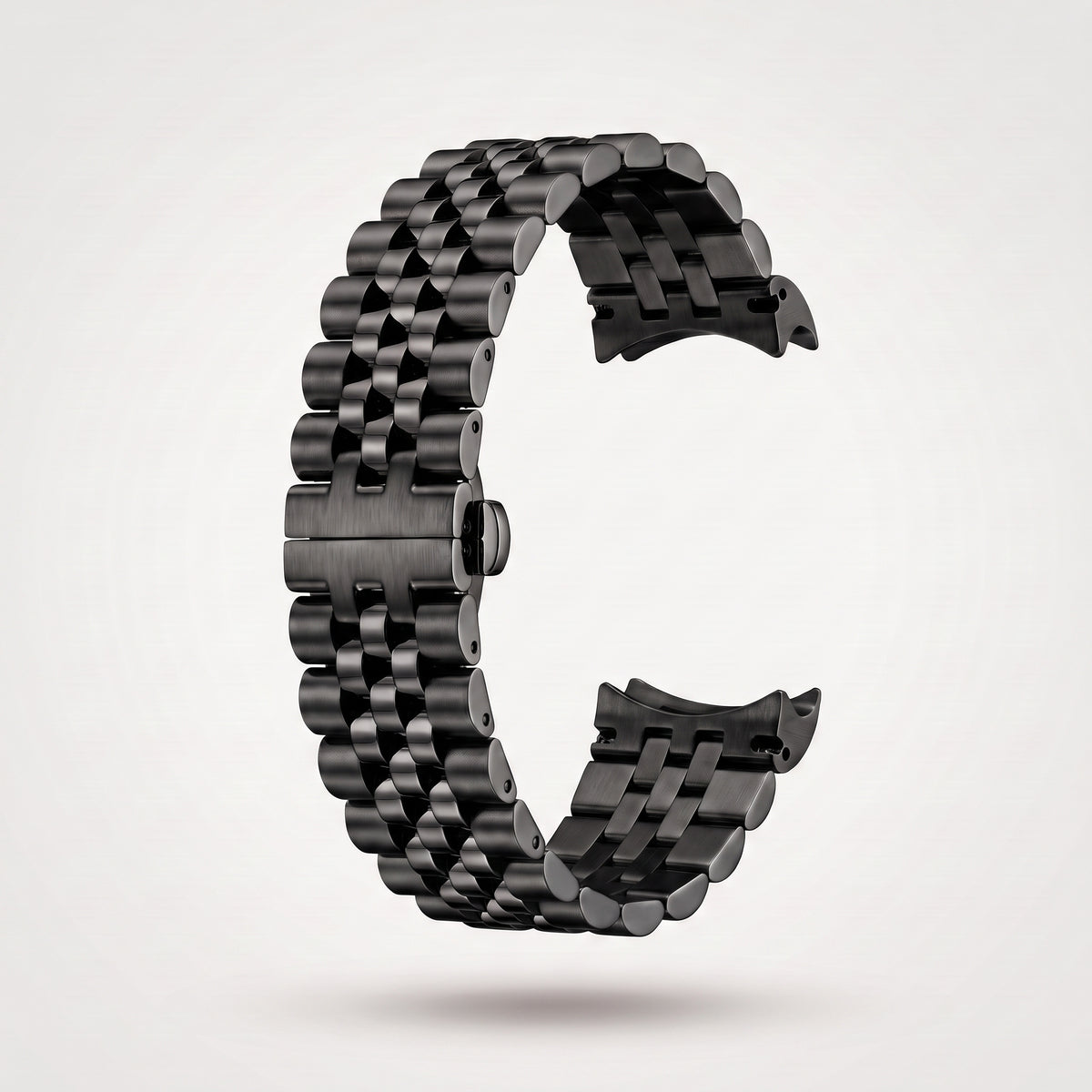 Five-row Jubilee bracelet for the Chrono Mod Lady Date in black PVD, satin outer rows and glossy black centre links