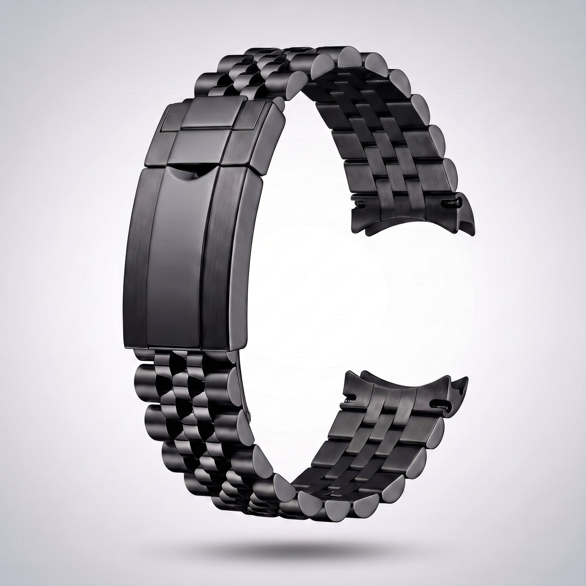 Classic Black Jubilee bracelet in black PVD 904L stainless steel, five rows, folding clasp