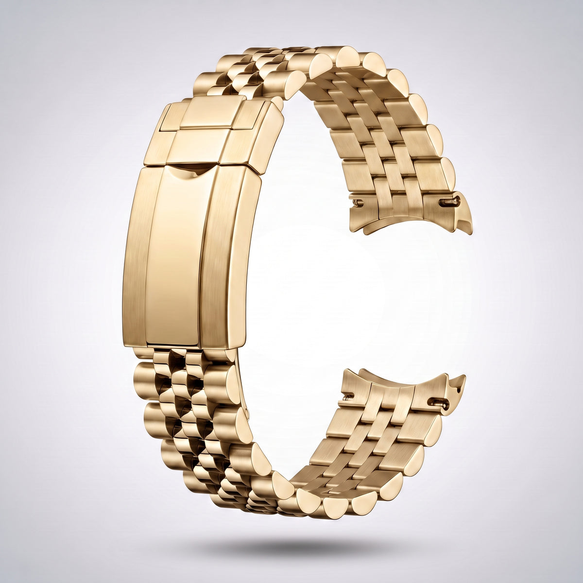 Yellow gold Jubilee bracelet in 904L stainless steel, five rows, folding clasp with safety lock