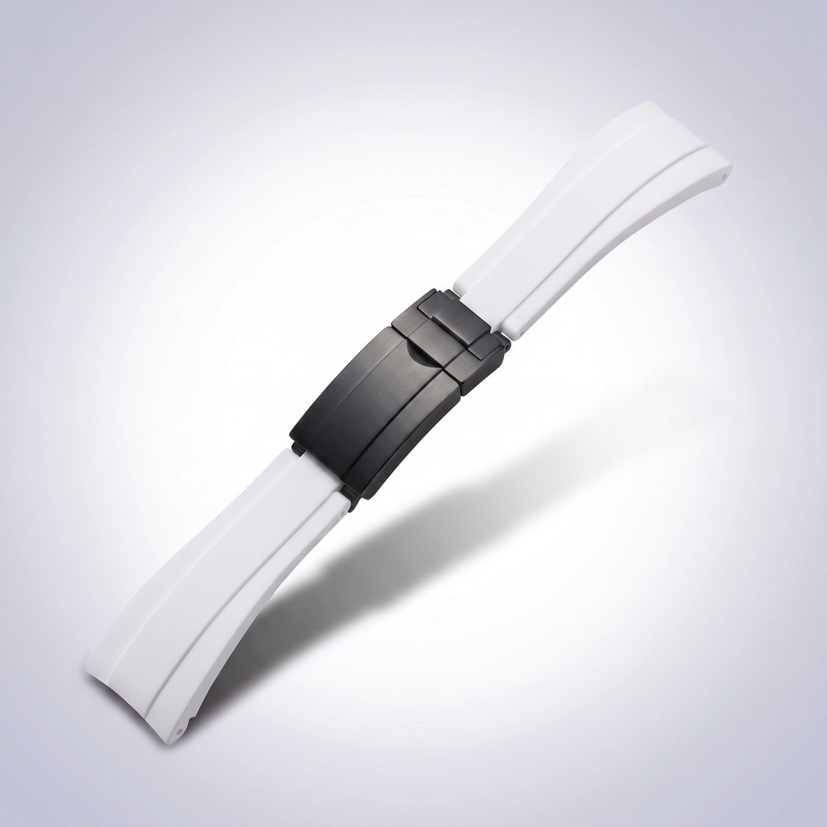 Modena silicone watch strap 20mm in Arctic White with black PVD slider clasp
