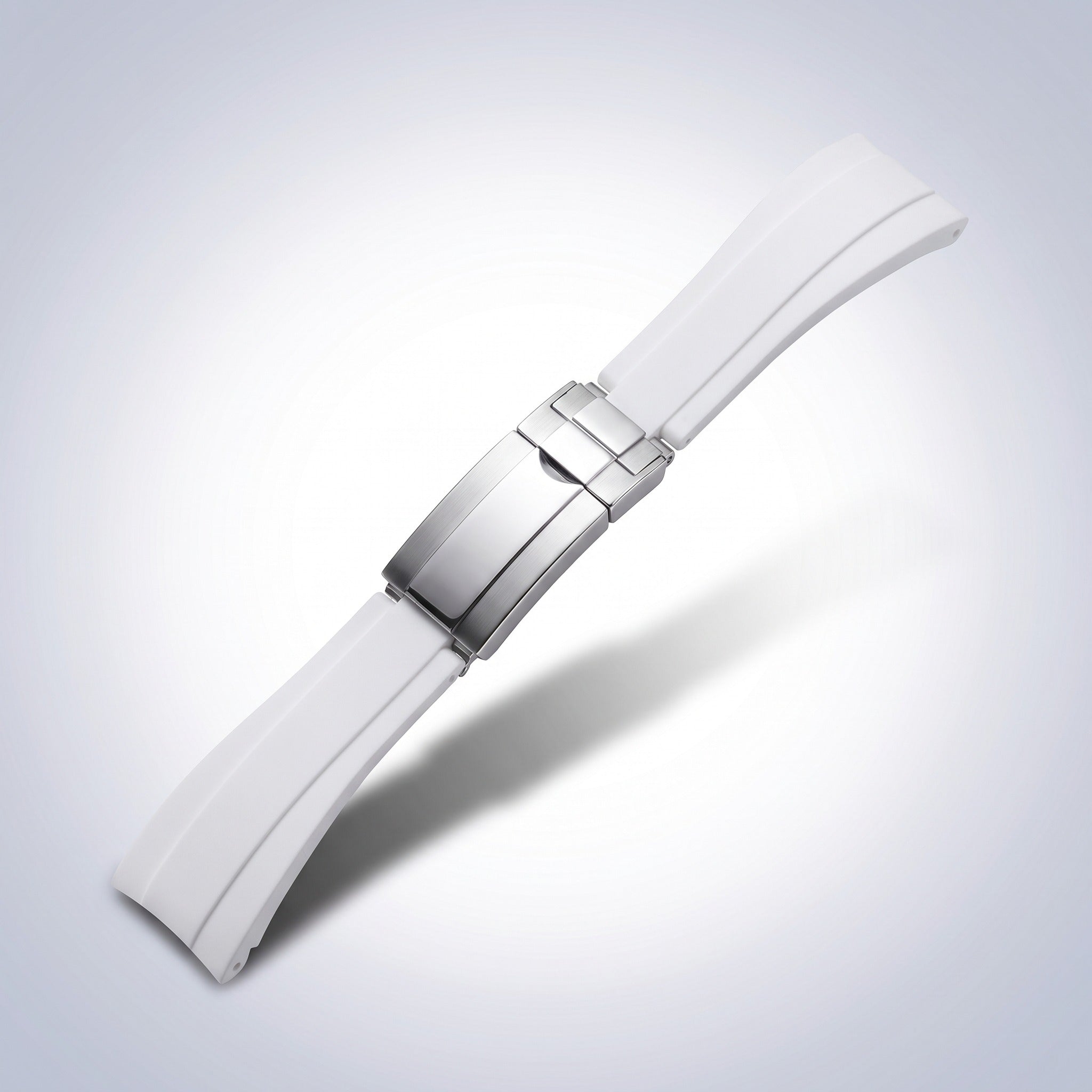 Modena silicone watch strap 20mm in Arctic White with brushed stainless steel slider clasp