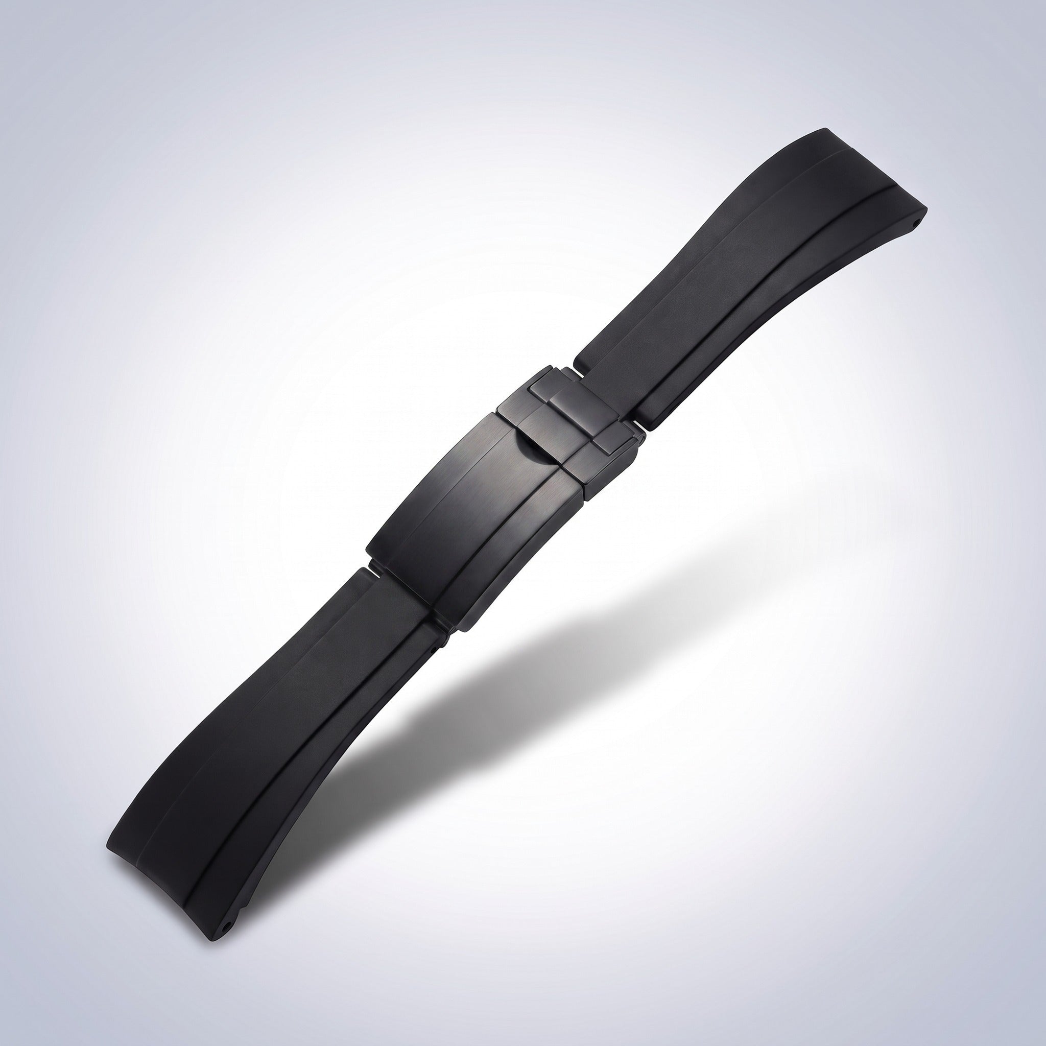 Modena silicone watch strap 20mm in Classic Black with black PVD slider clasp