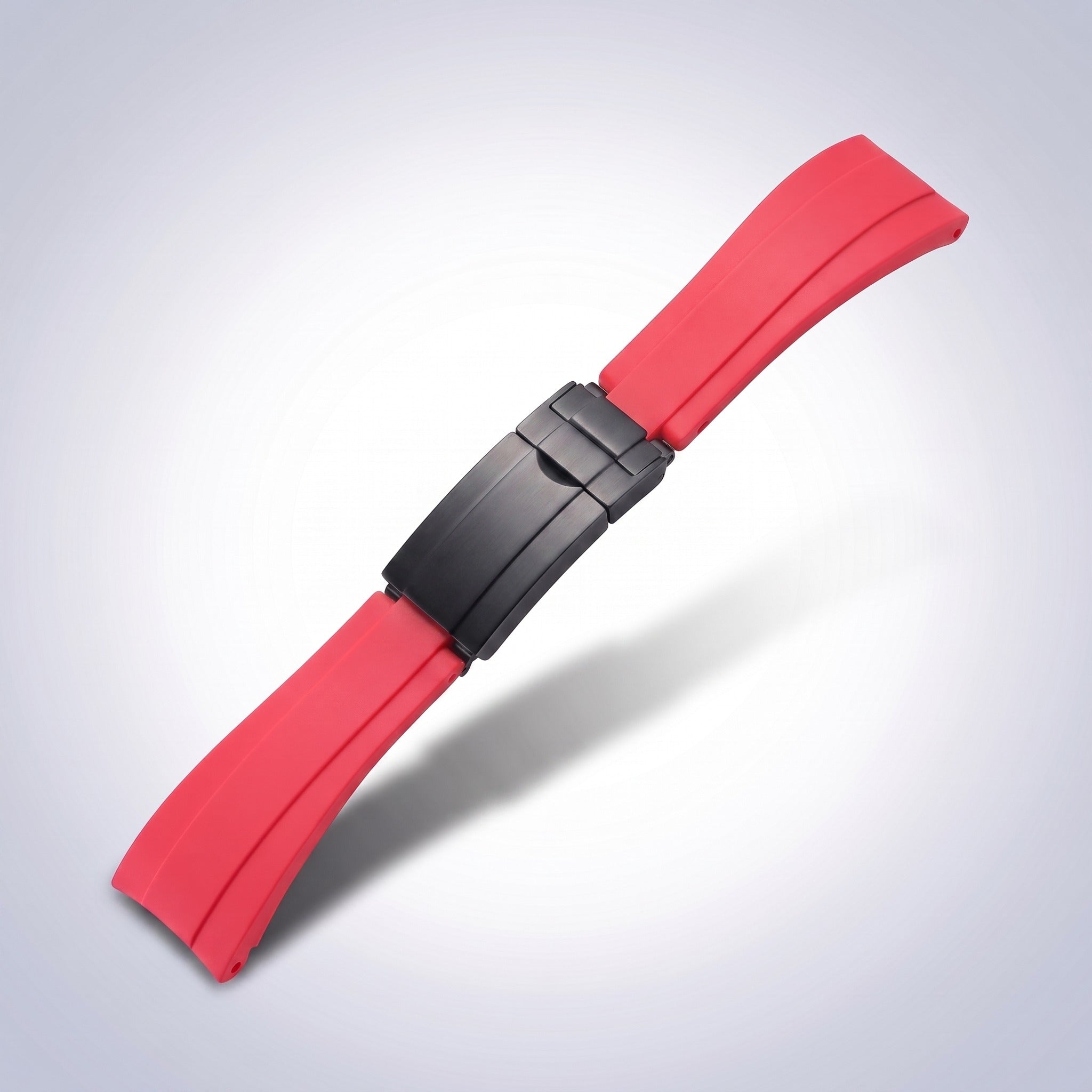 Modena silicone watch strap 20mm in Crimson Red with black PVD slider clasp