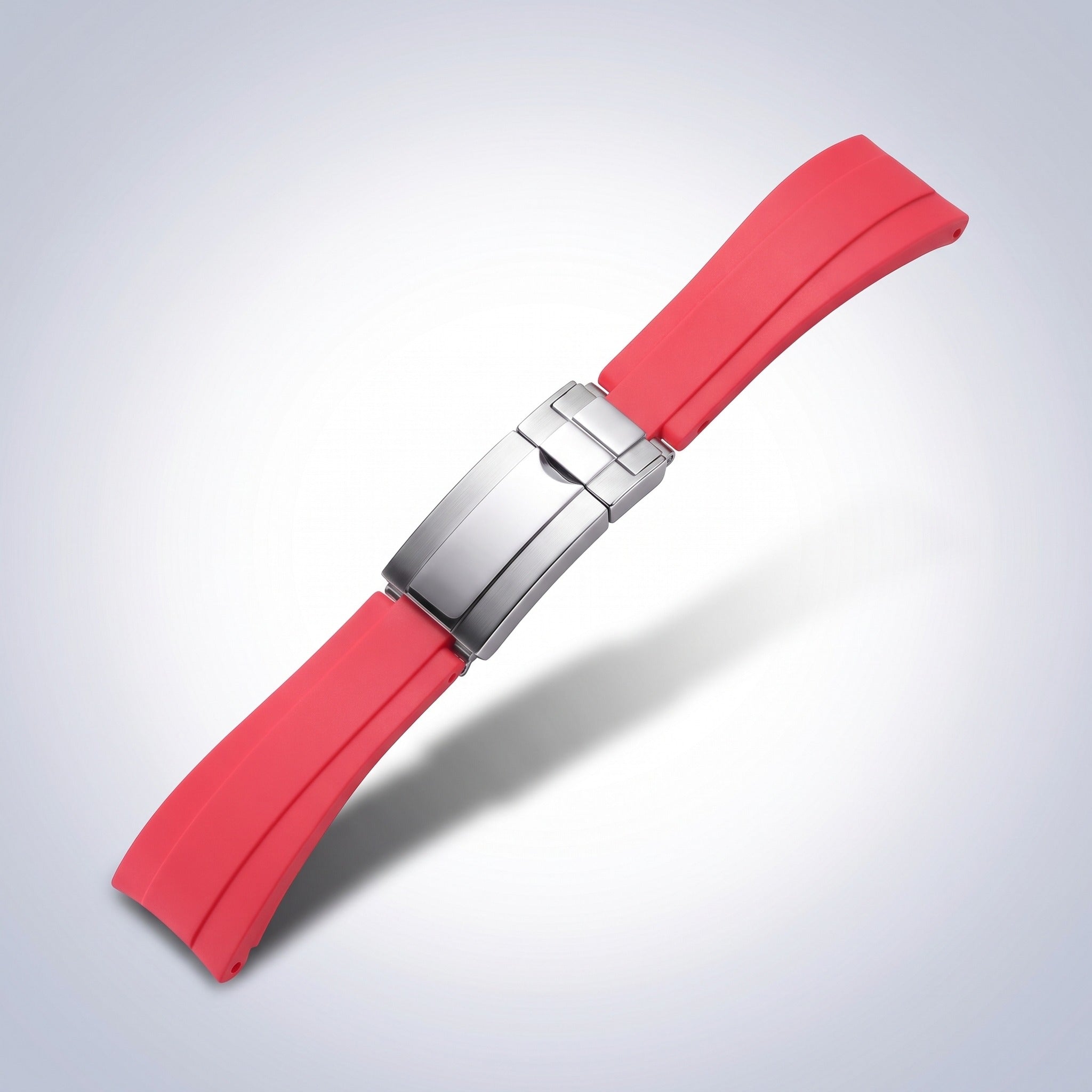 Modena silicone watch strap 20mm in Crimson Red with brushed stainless steel slider clasp