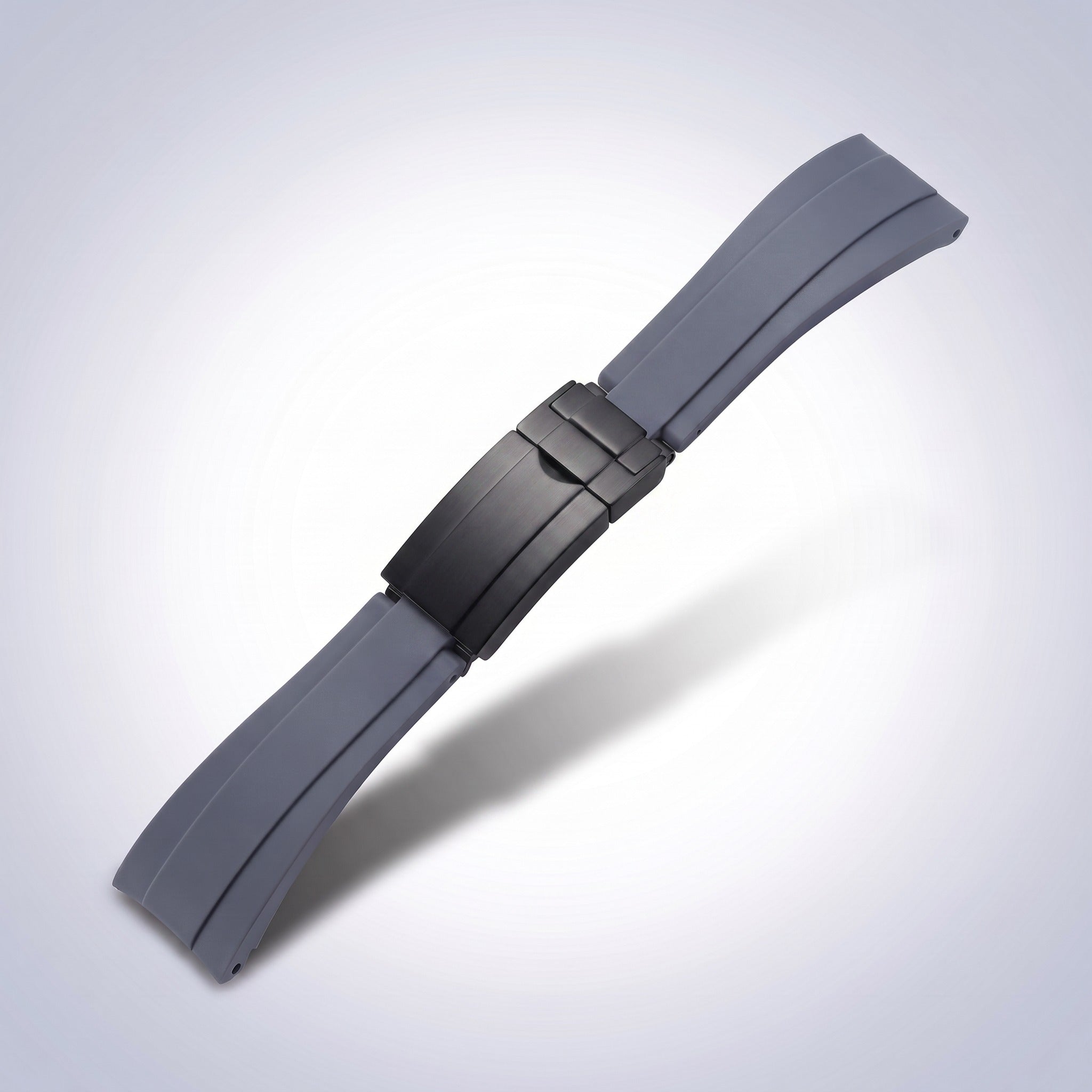 Modena silicone watch strap 20mm in Slate Grey with black PVD slider clasp