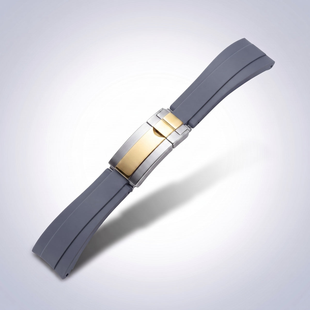 Modena silicone watch strap 20mm in Slate Grey with two-tone gold and steel slider clasp