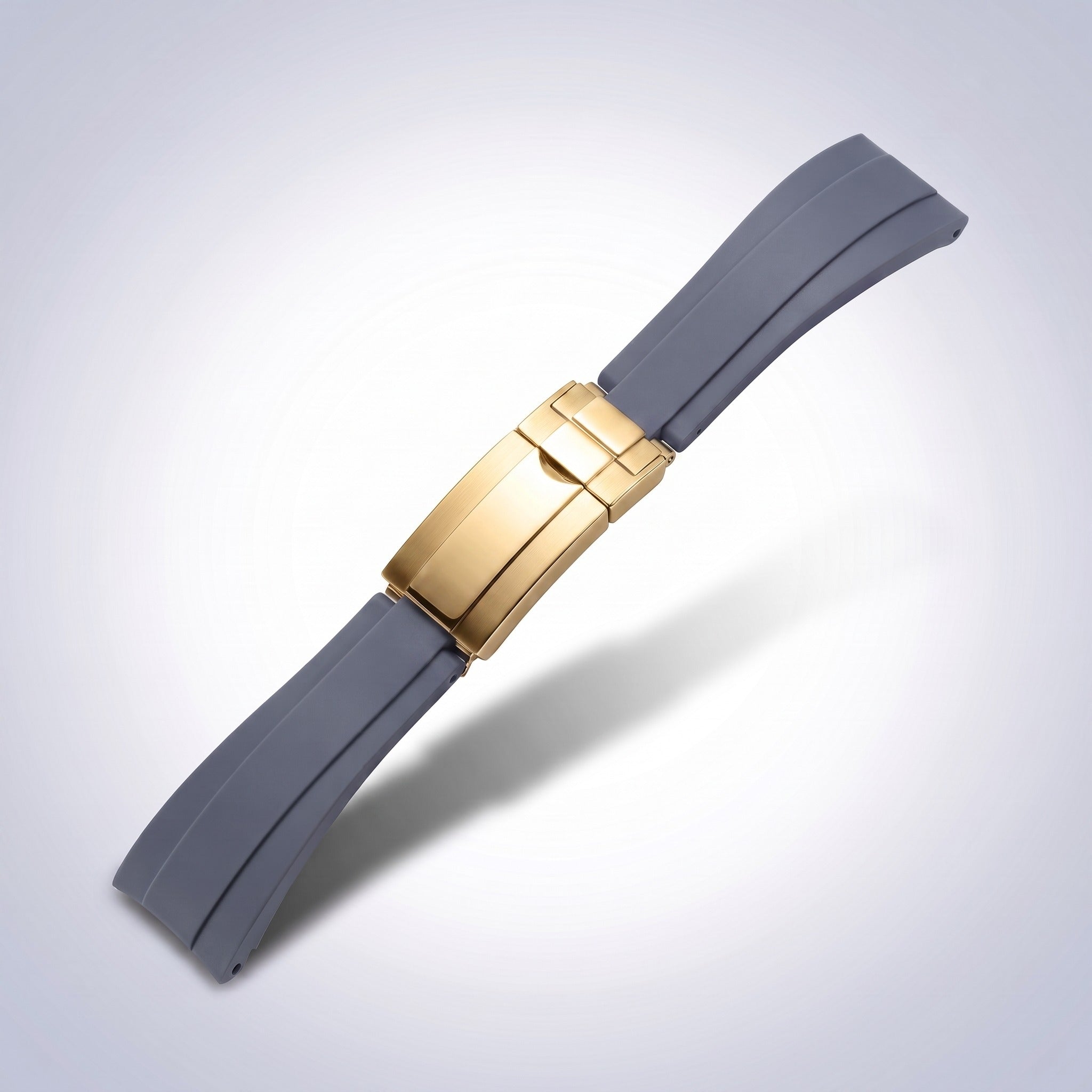Modena silicone watch strap 20mm in Slate Grey with yellow gold slider clasp