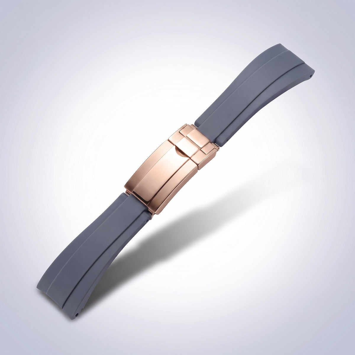 Modena silicone watch strap 20mm in Slate Grey with rose gold slider clasp