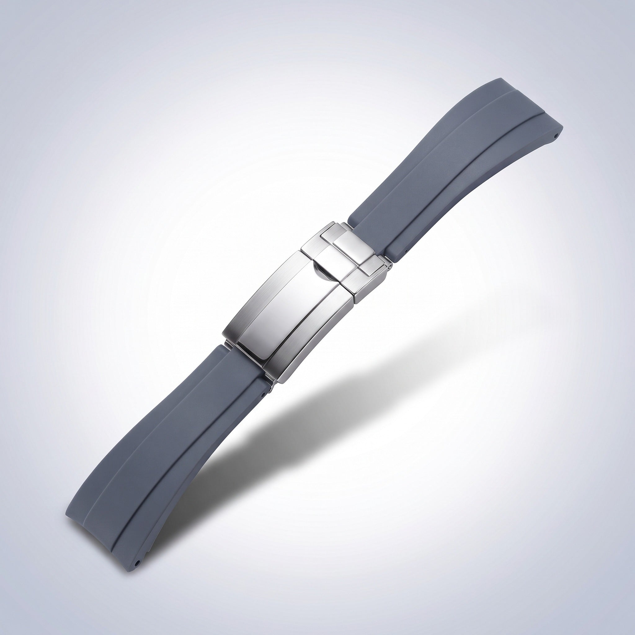 Modena silicone watch strap 20mm in Slate Grey with brushed stainless steel slider clasp