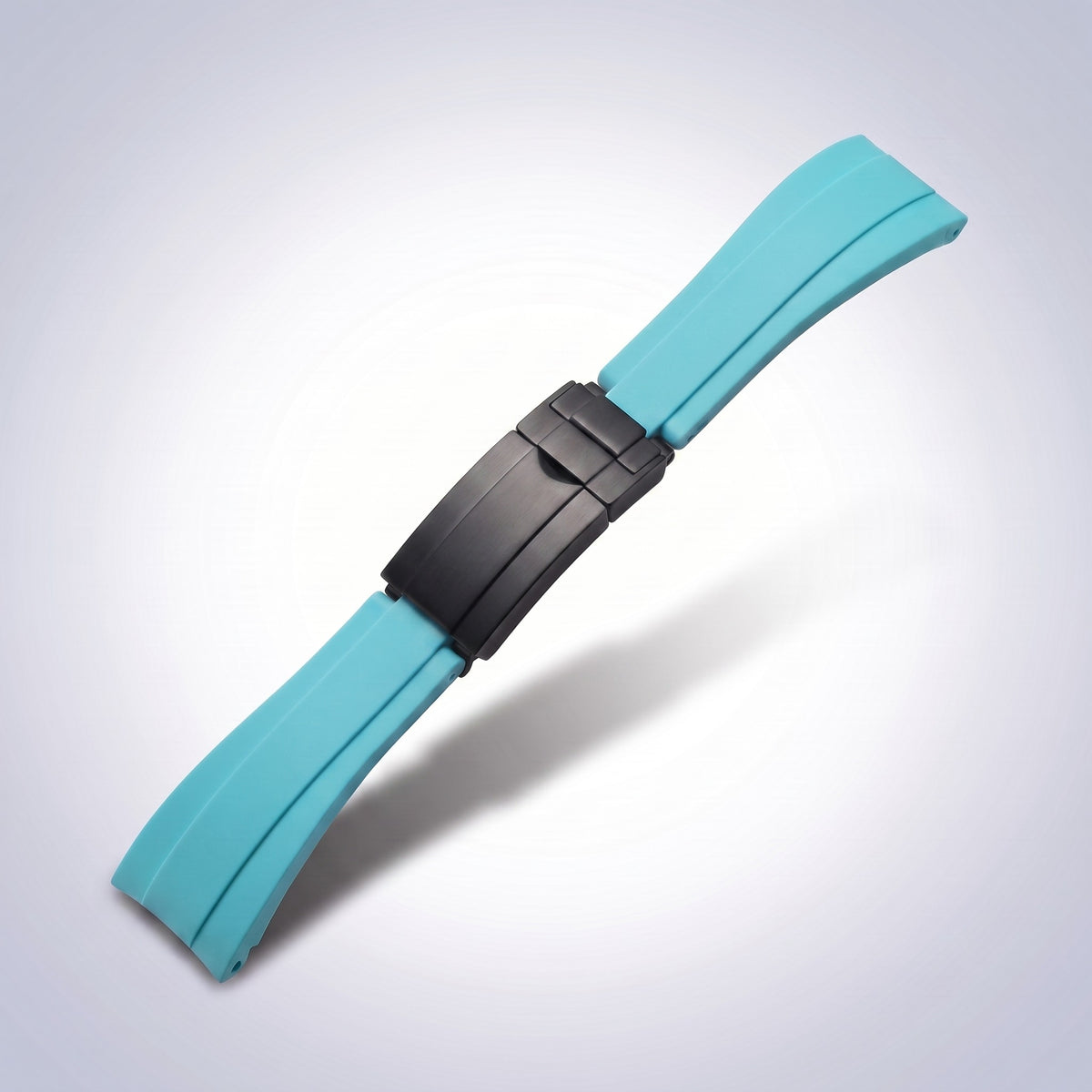 Modena silicone watch strap 20mm in Turquoise with black PVD slider clasp