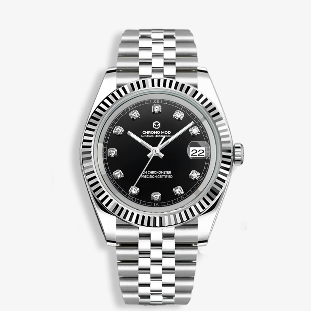 Classic Date – Black Oyster Gem Dial Chrono Mod