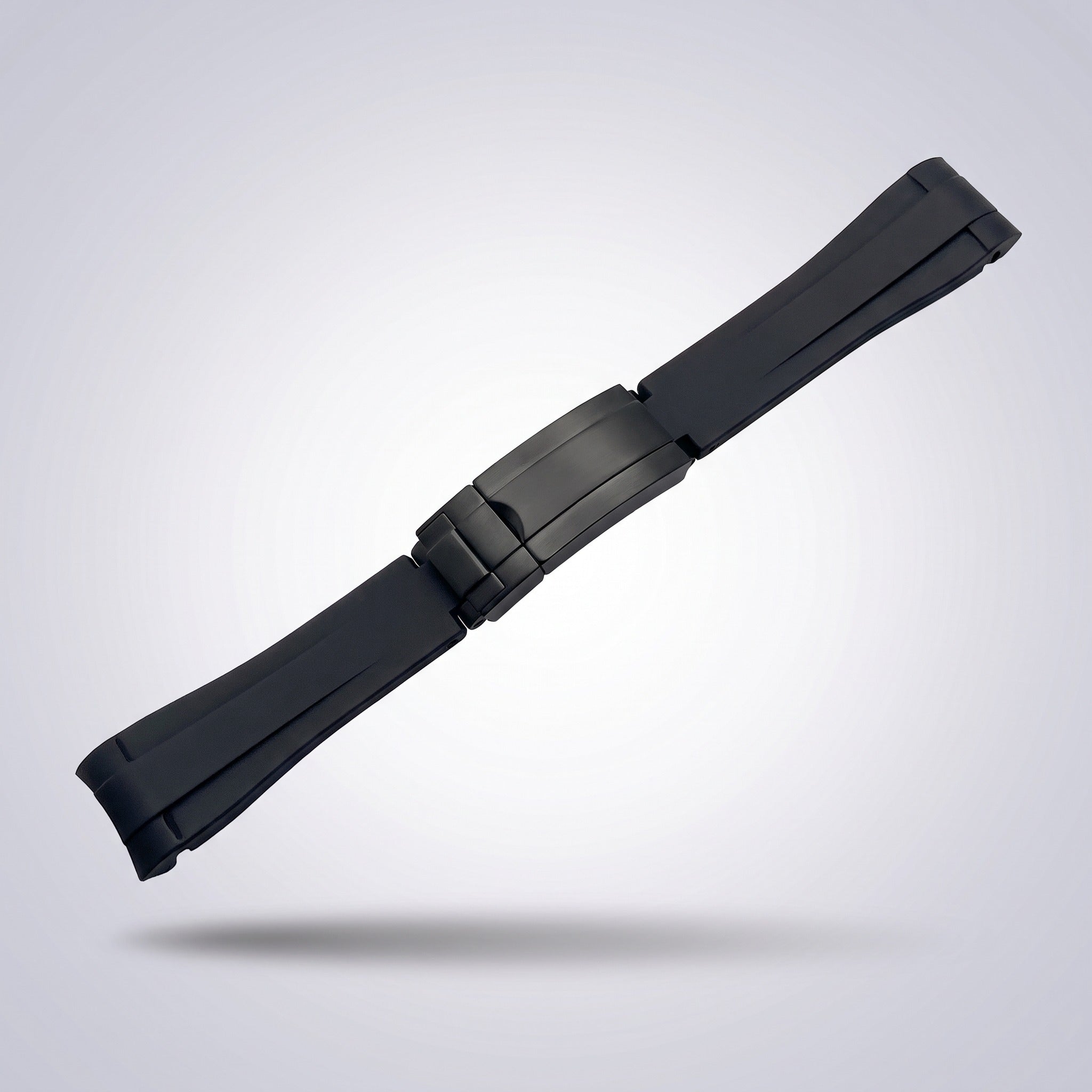 Quick Release Silicone Strap 20mm in Classic Black with black PVD buckle