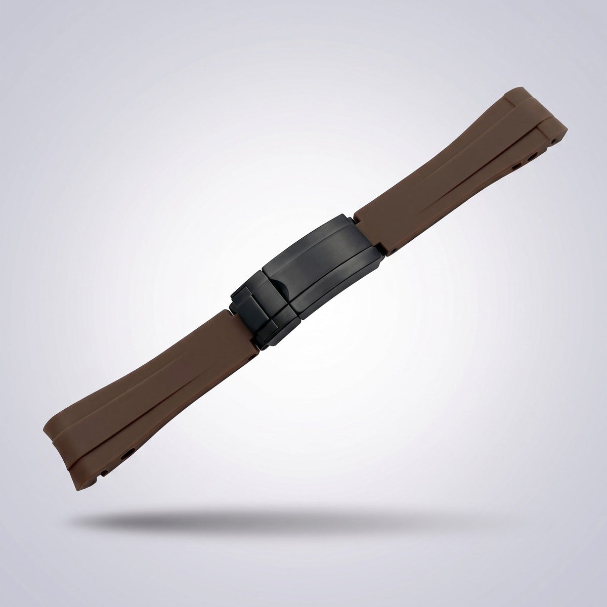 Quick Release Silicone Strap 20mm in Espresso Brown with black PVD buckle